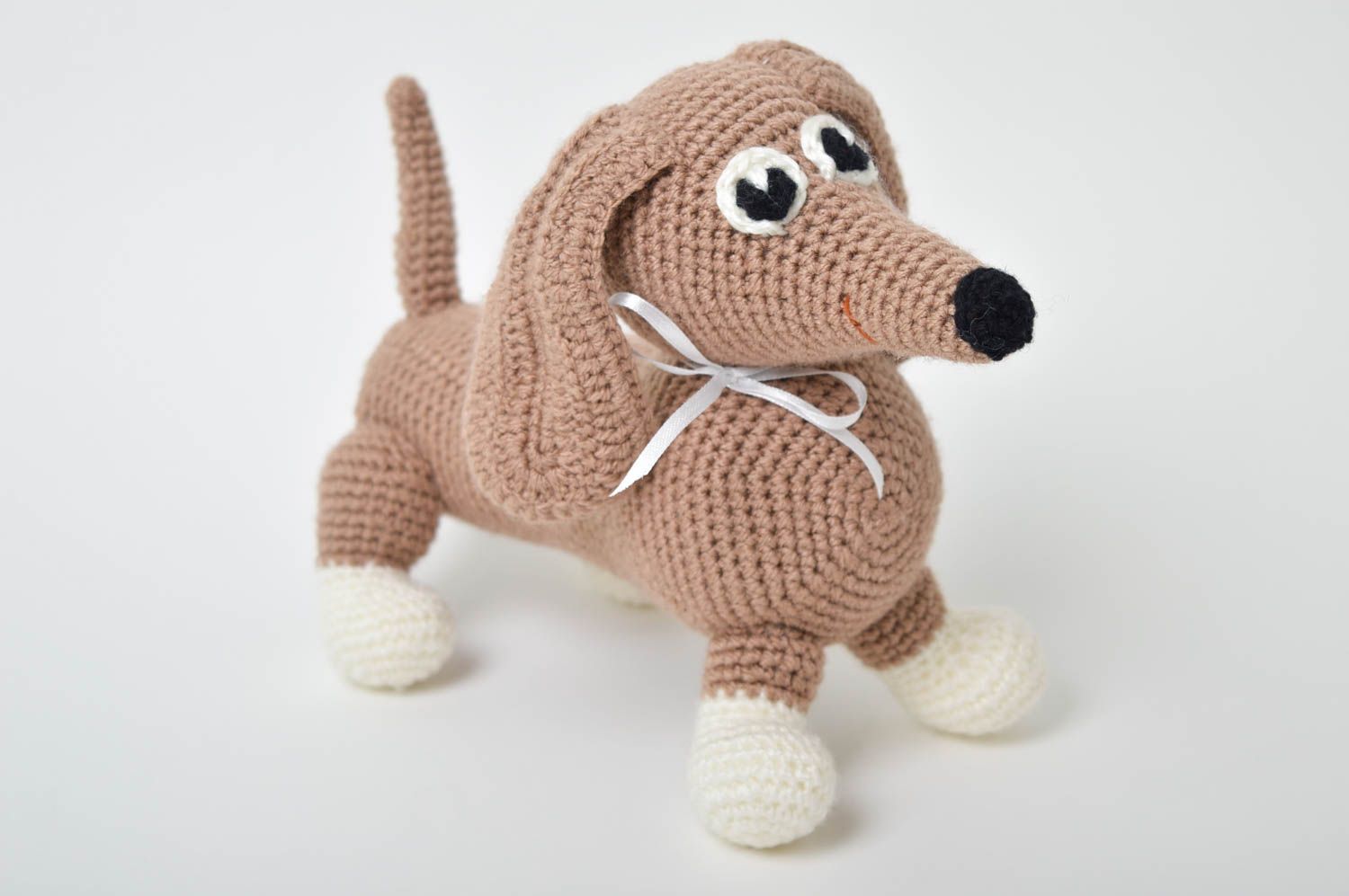 Juguete artesanal tejido peluche para niño regalo original Perro salchicha foto 2