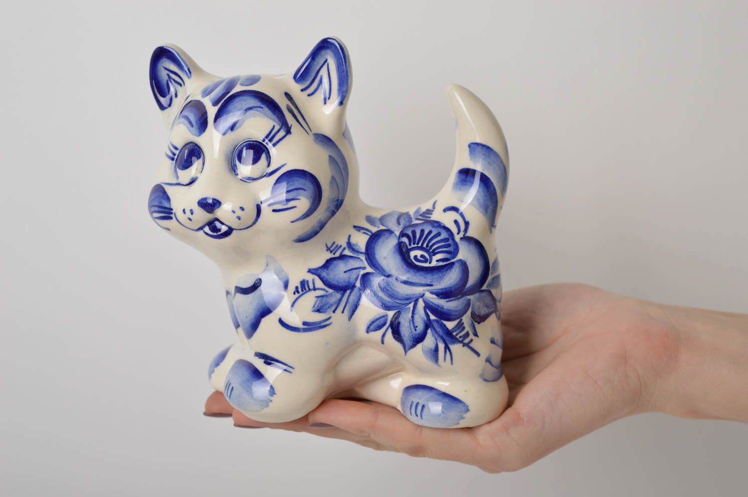 Bemalte Spardose Katze handgemachte Keramik originelles Geschenk für Schwester foto 5