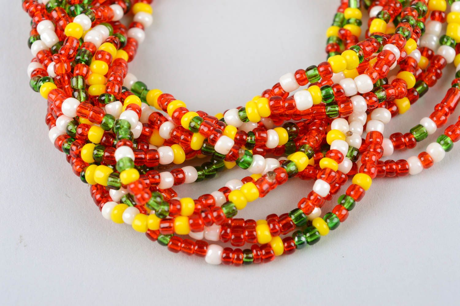 Multi-layer colorful handmade bracelet in red and yellow colors costume jewelry for women photo 3