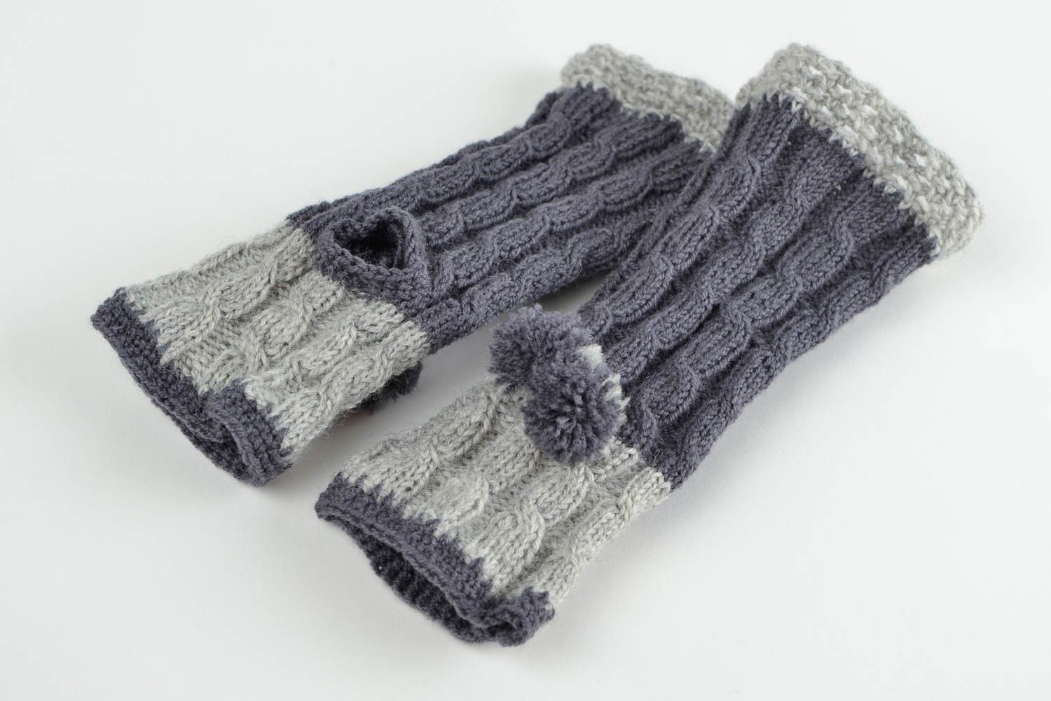 Mitaines tricot faites main Gants mitaines Accessoire femme crochet laine photo 3