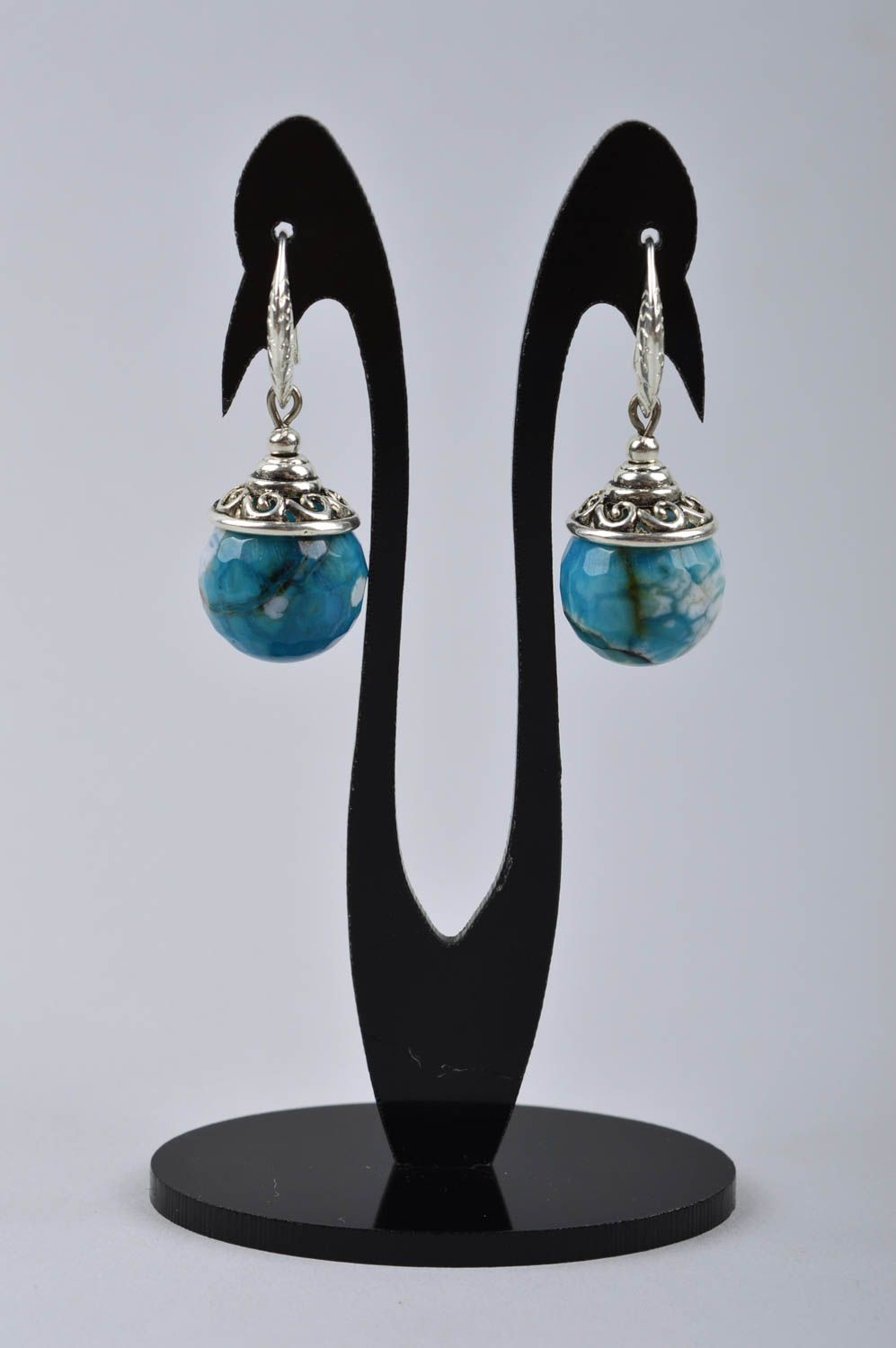 Handmade earrings agate pendant fashion designer accessory woman gift idea photo 2