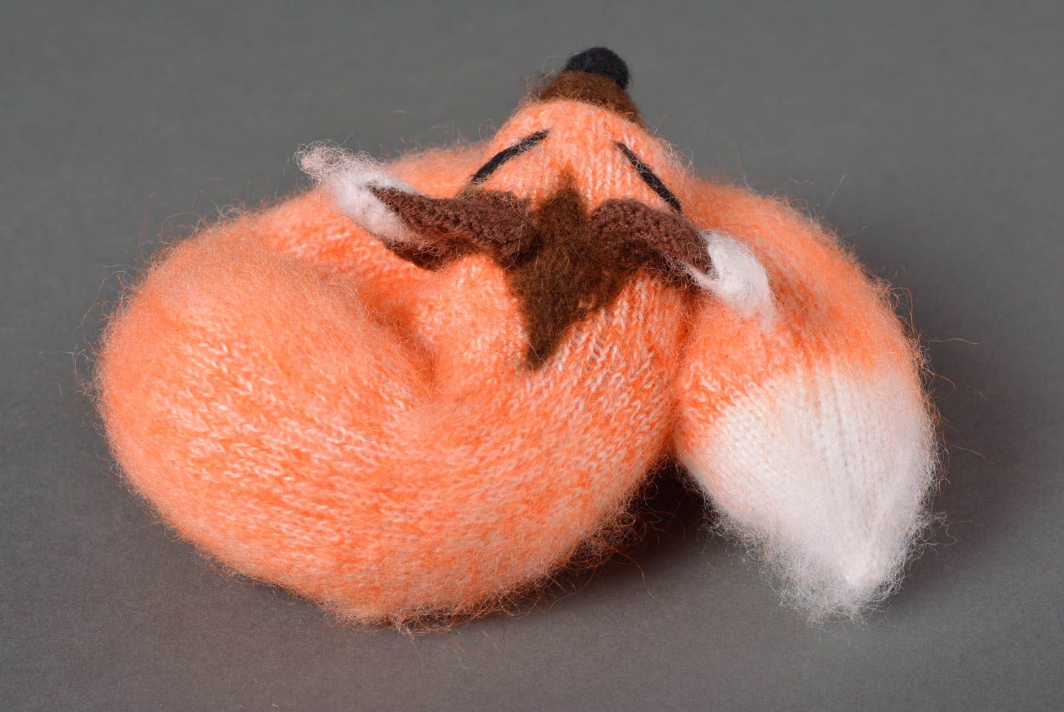 Peluche renard roux Jouet tricot fait main en laine déco Cadeau enfant photo 3