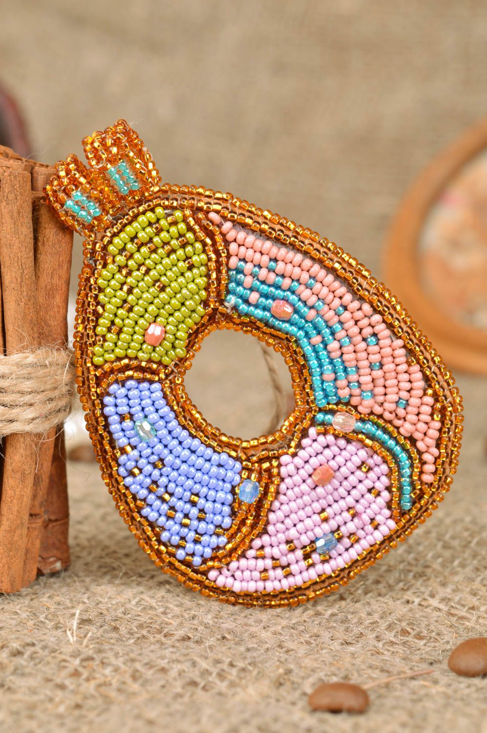 Beautiful homemade designer pendant woven of Czech beads for stylish girls photo 1