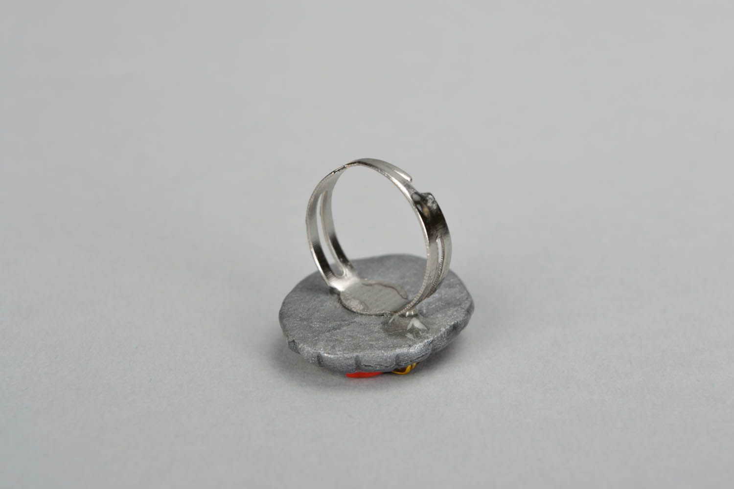 Круглое кольцо из полимерной глины Сердце фото 4
