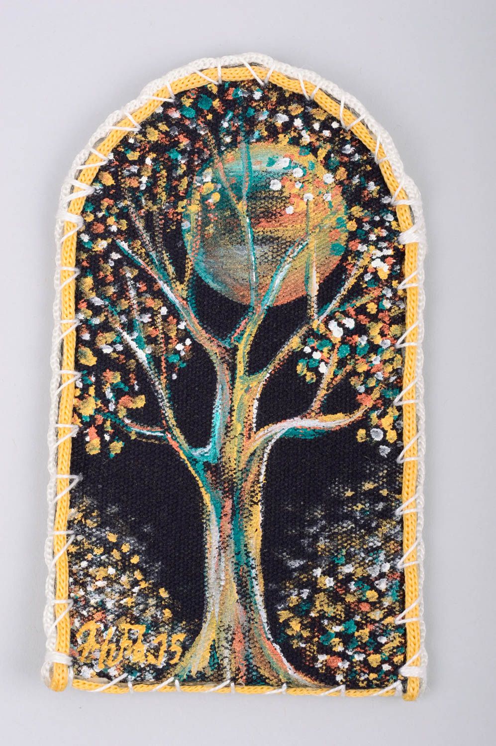 Textil Brillenetui mit Baum bemalt schön handmade Accessoire aus Zeltbahn  foto 1