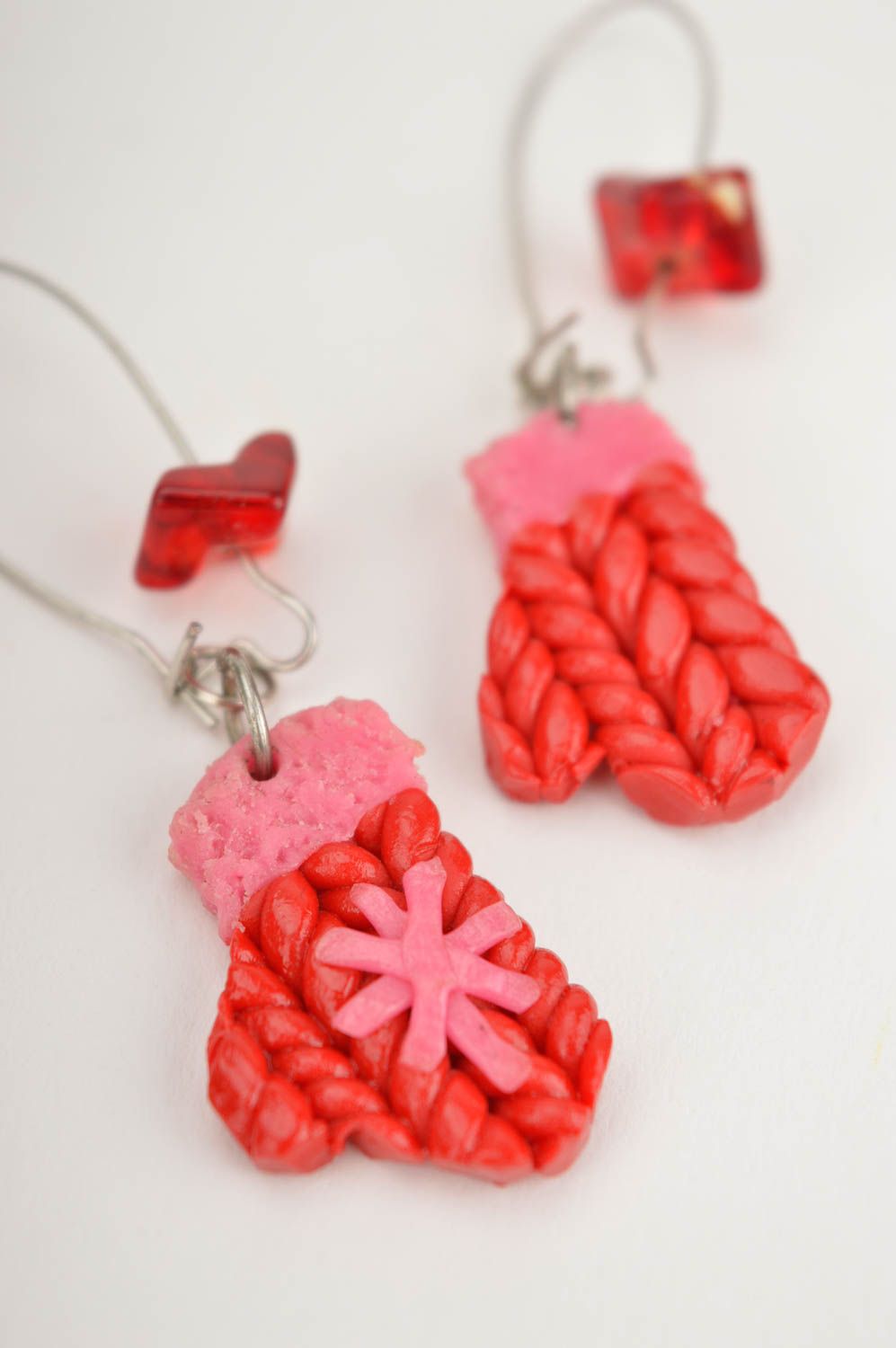 Handmade cute bright earrings designer stylish earrings elegant red jewelry photo 2