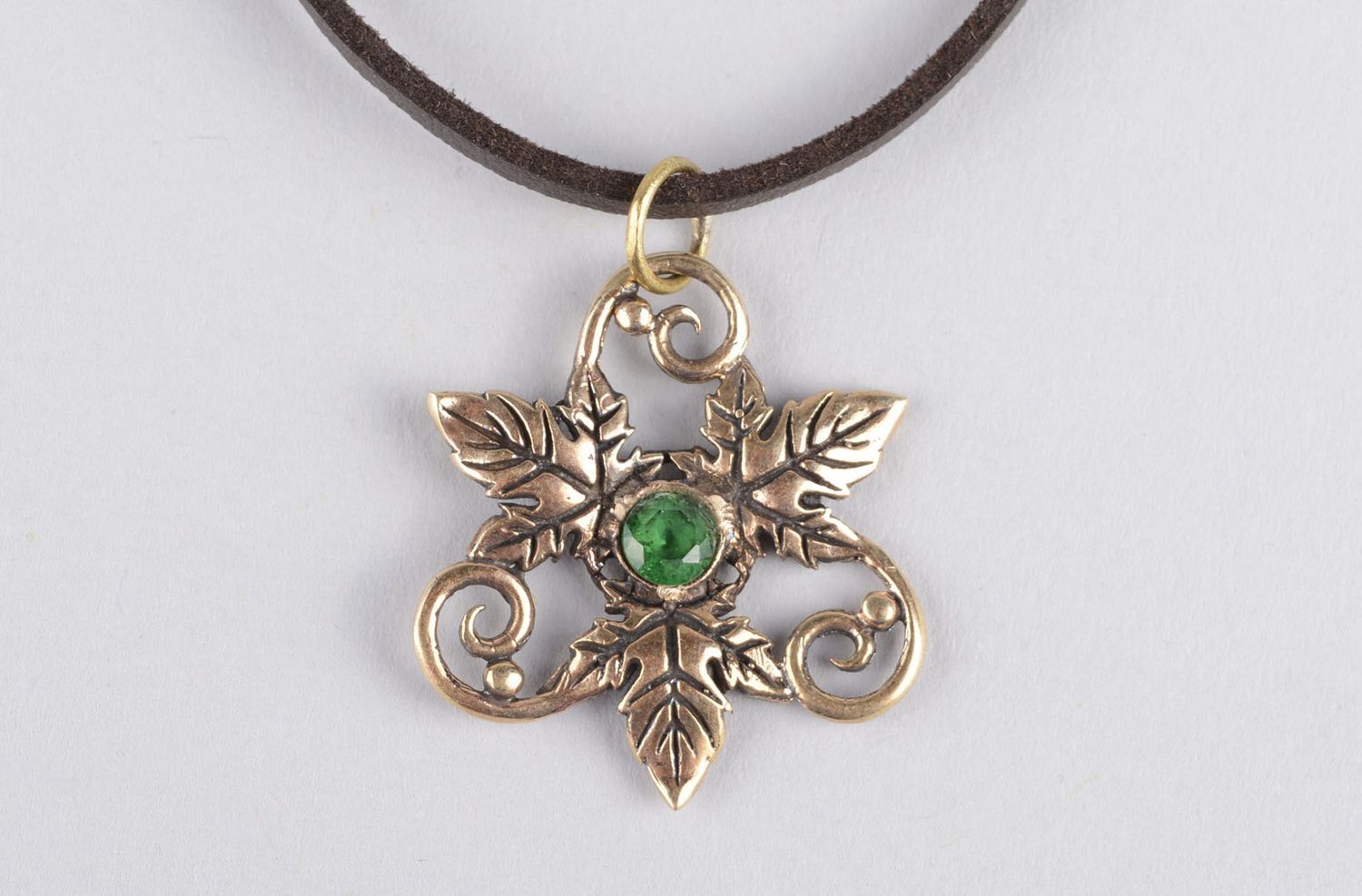 Handmade elegant metal pendant unusual bronze pendant stylish jewelry photo 5