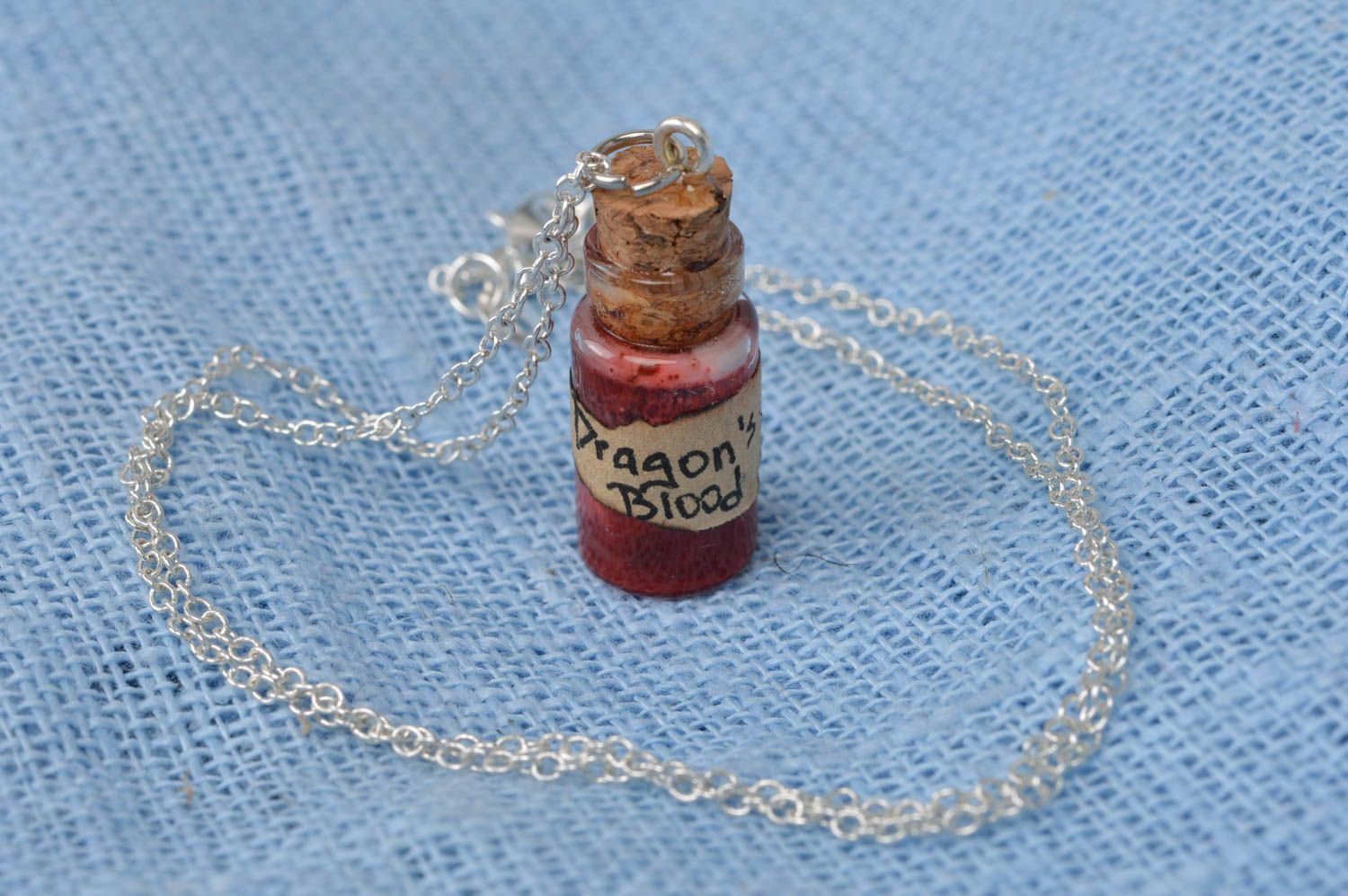 Handmade stylish vinous pendant in shape of glass jar with epoxy resin photo 2