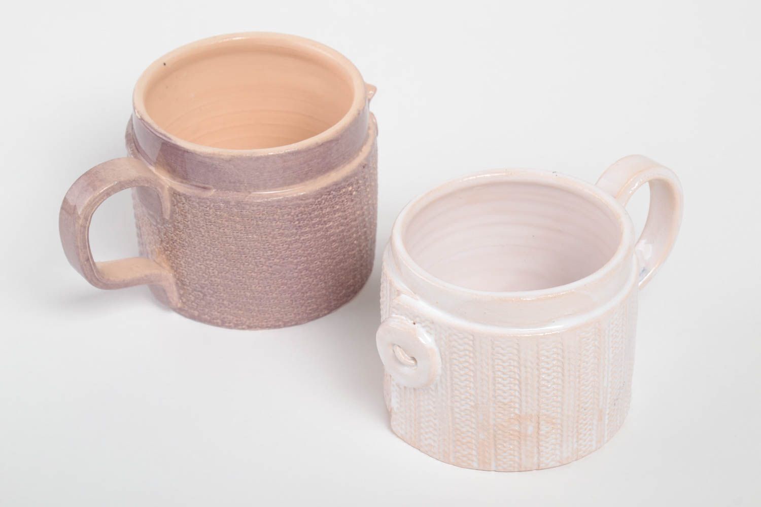 Tasse à thé fait main Mug original 2 pièces 35 cl Cadeau original terre cuite photo 5