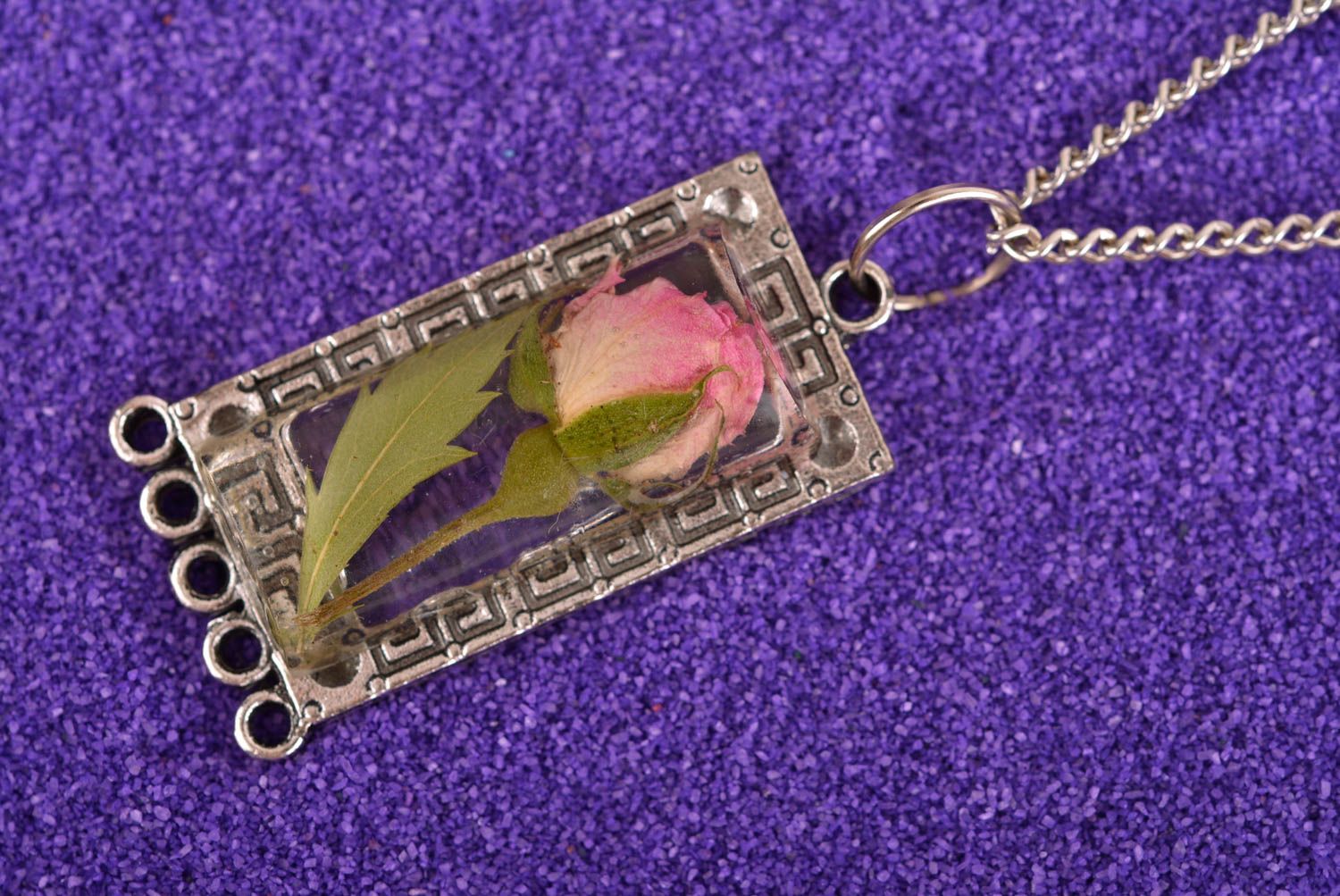 Unusual handmade flower pendant botanical jewelry accessories for girls photo 1