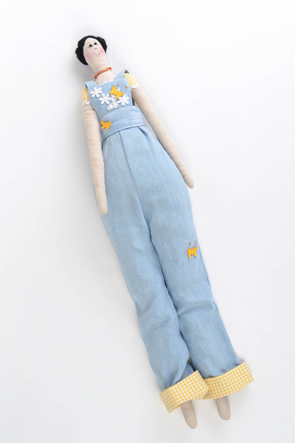 Designer handmade doll made of natural fabrics beautiful toy for children photo 3