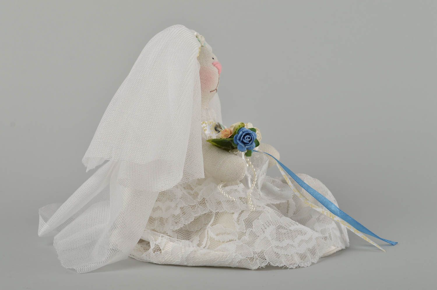 Handmade Plüsch Hase Braut Geschenkidee für Greundin Designer Geschenk Hochzeit foto 3