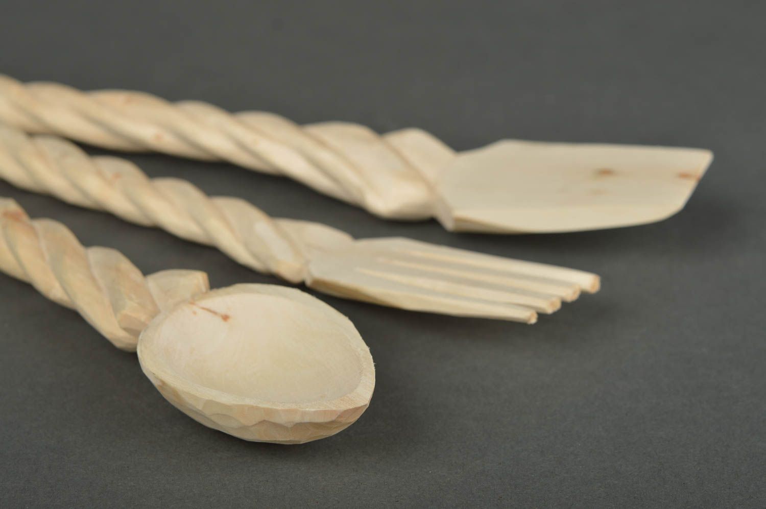 Utensilios de cocina hechos a mano tenedor de madera cuchara artesanal foto 4