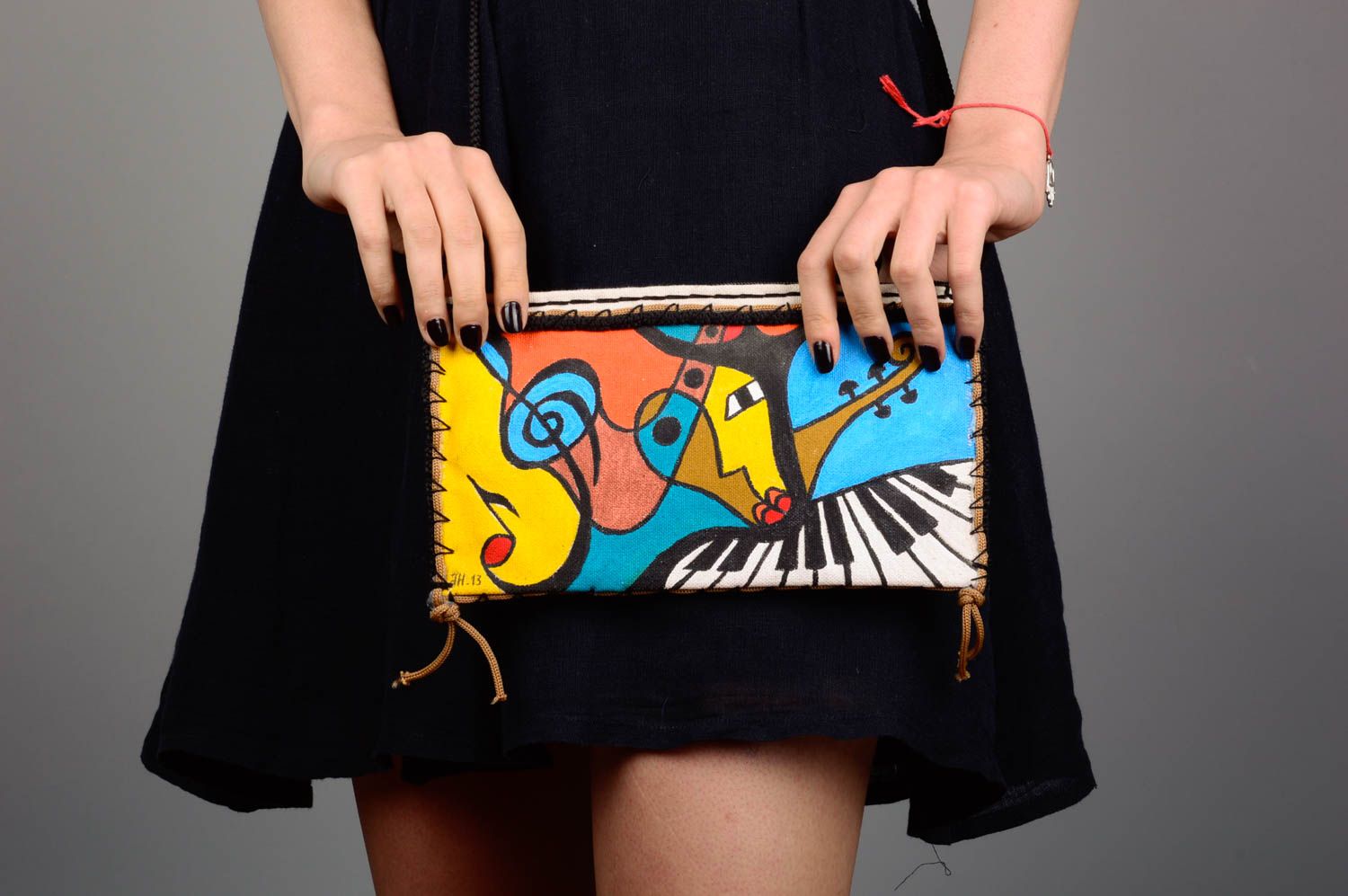 Handmade fabric purse colored clutch bag stylish designer handbag for women photo 3
