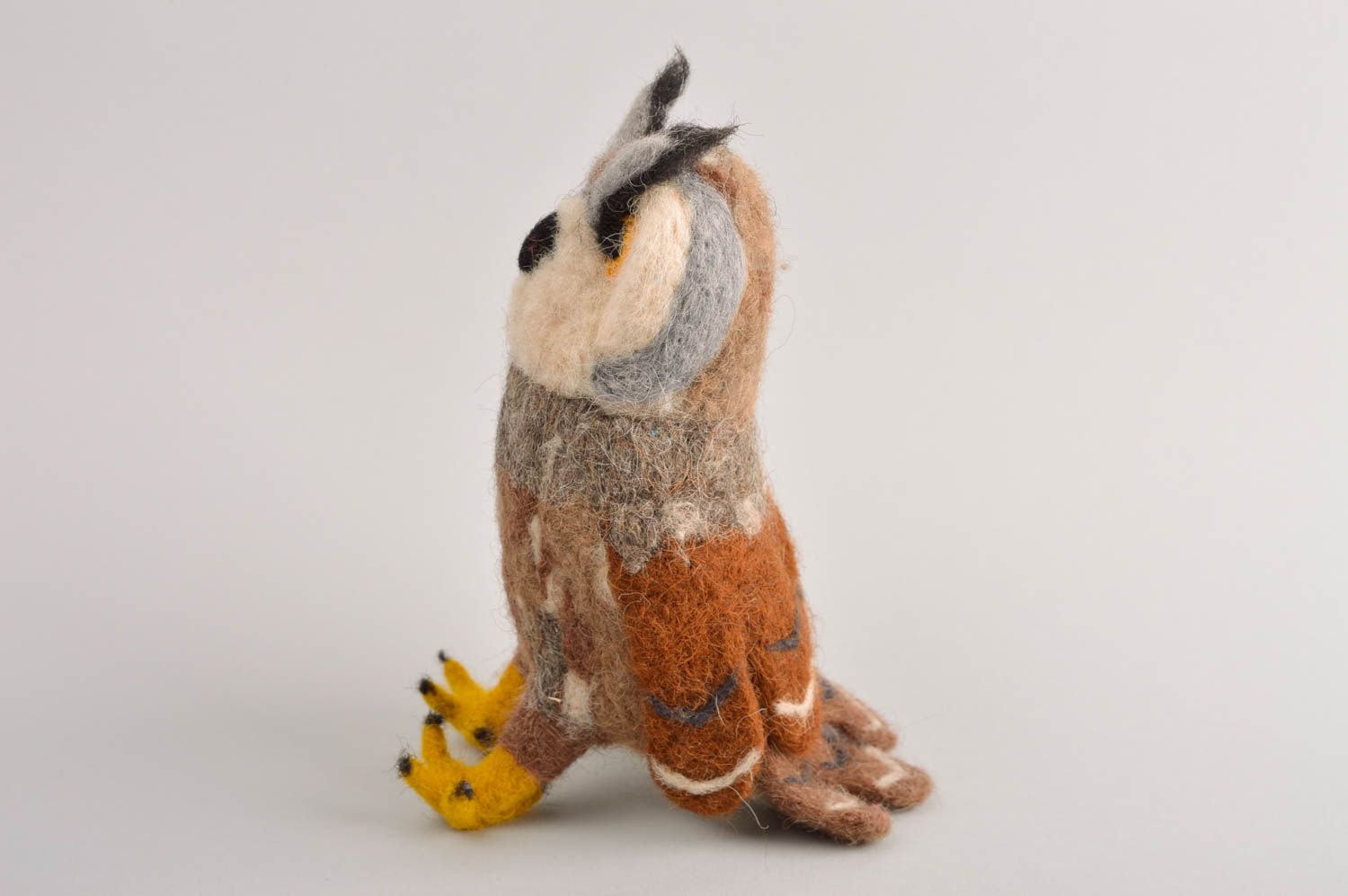 Jouet hibou Peluche faite main en laine feutrée originale Cadeau enfant photo 3