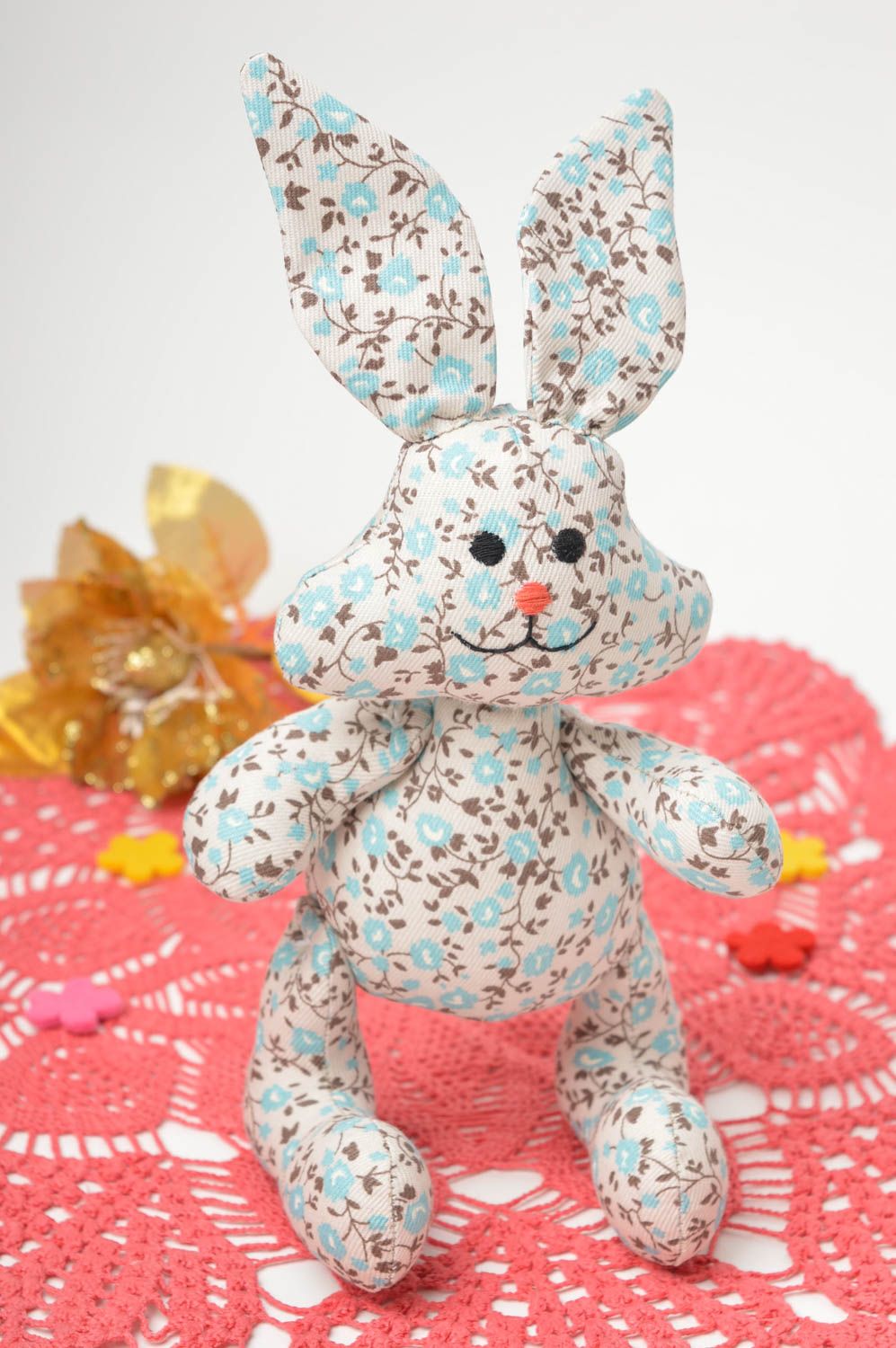 Decorative handmade bunny toy stuffed toy for children soft toy interior decor photo 1