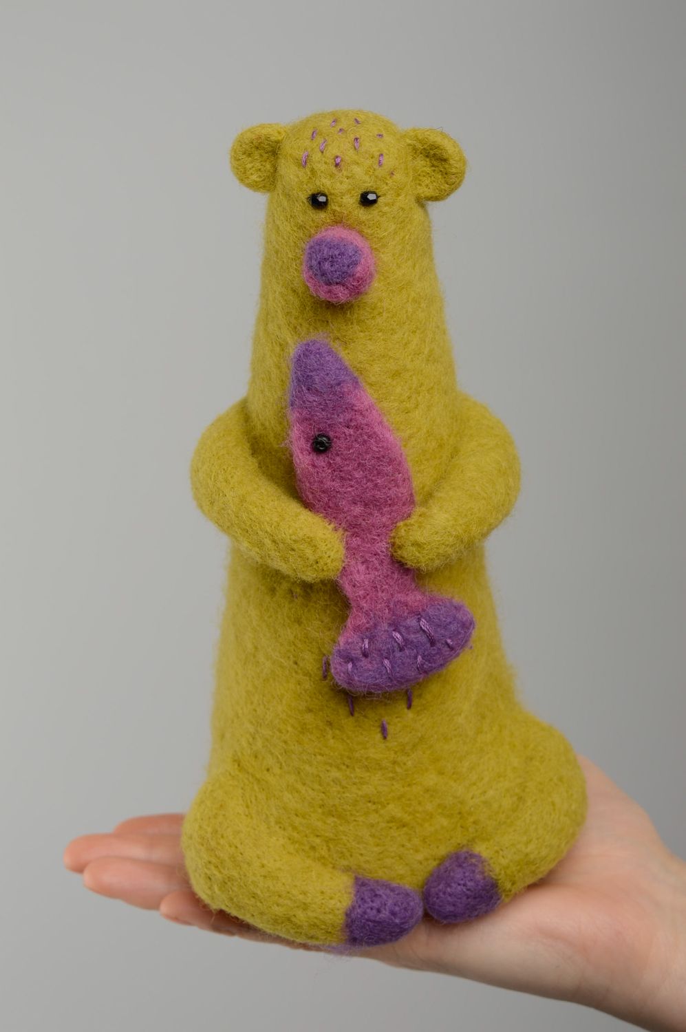 Miniature toy felted of wool bear photo 5