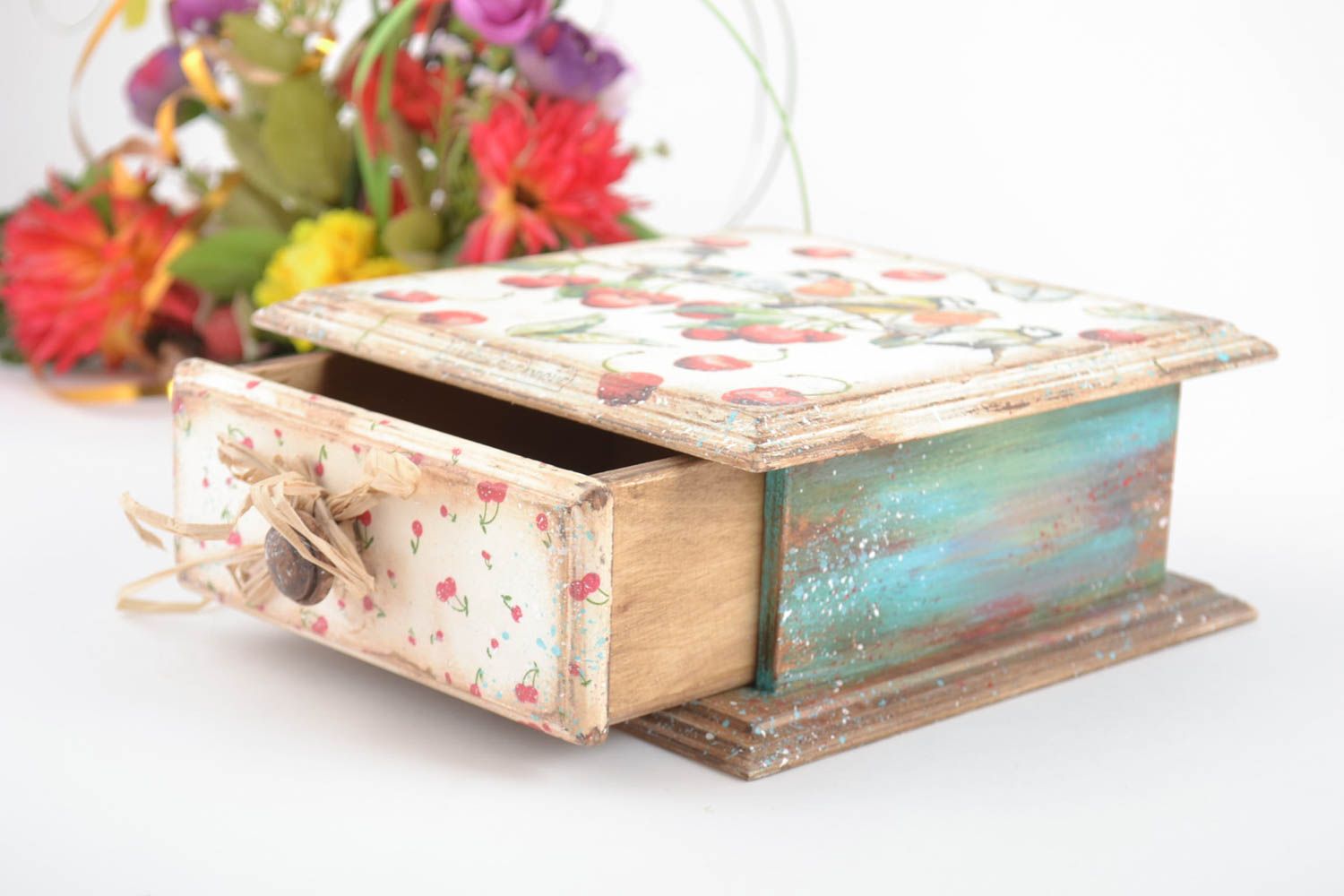 Beautiful handmade plywood box decoupage wooden jewelry box home design photo 1