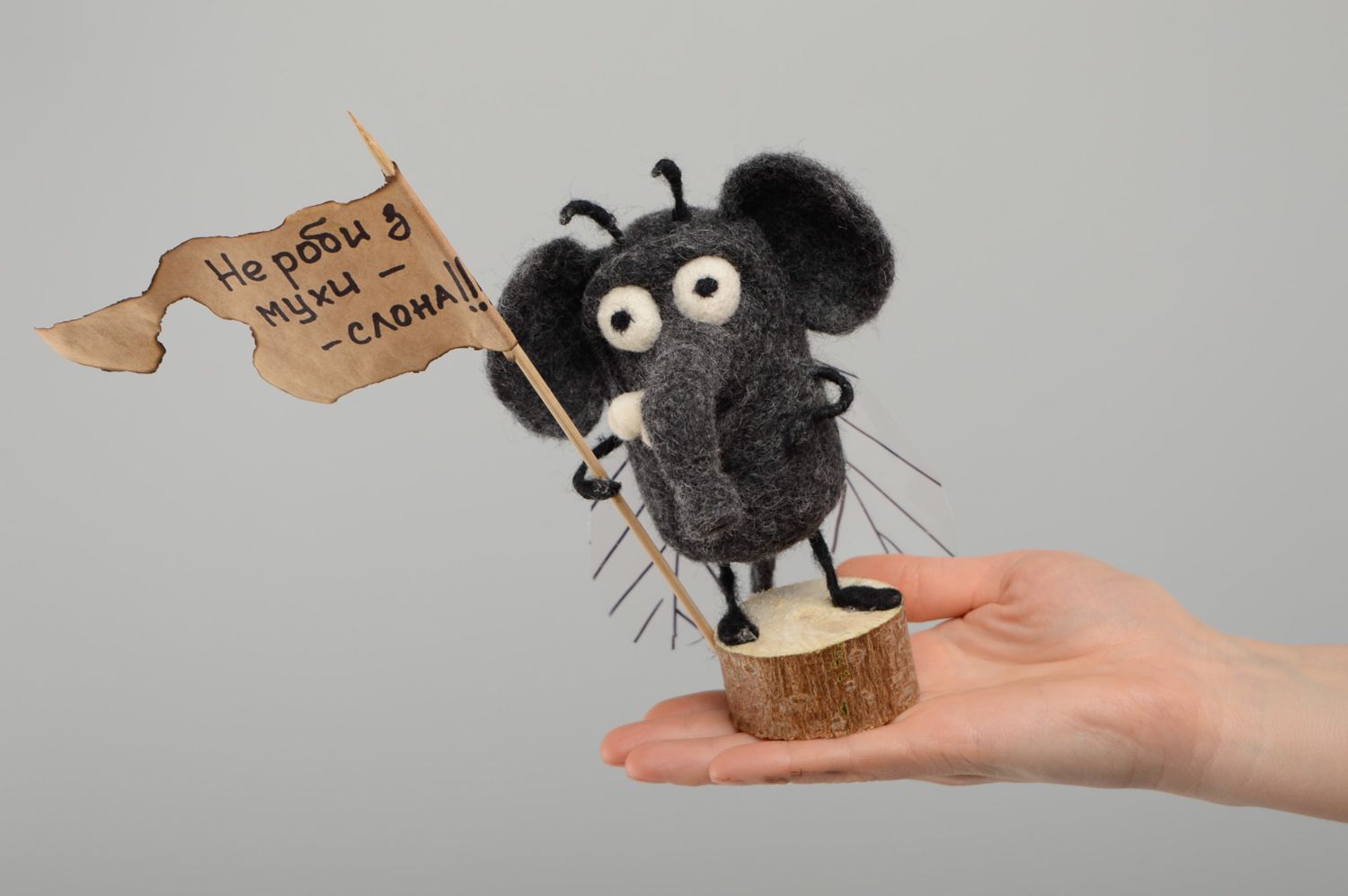 Felted wool interior toy Elephant Fly photo 5