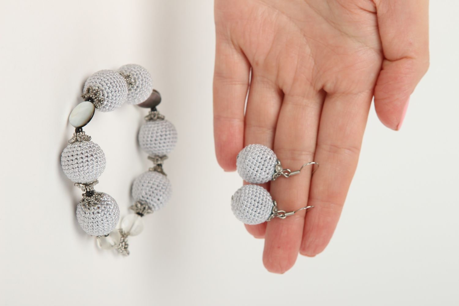 Handmade bracelet designer earrings unusual jewelry set gift for women photo 5