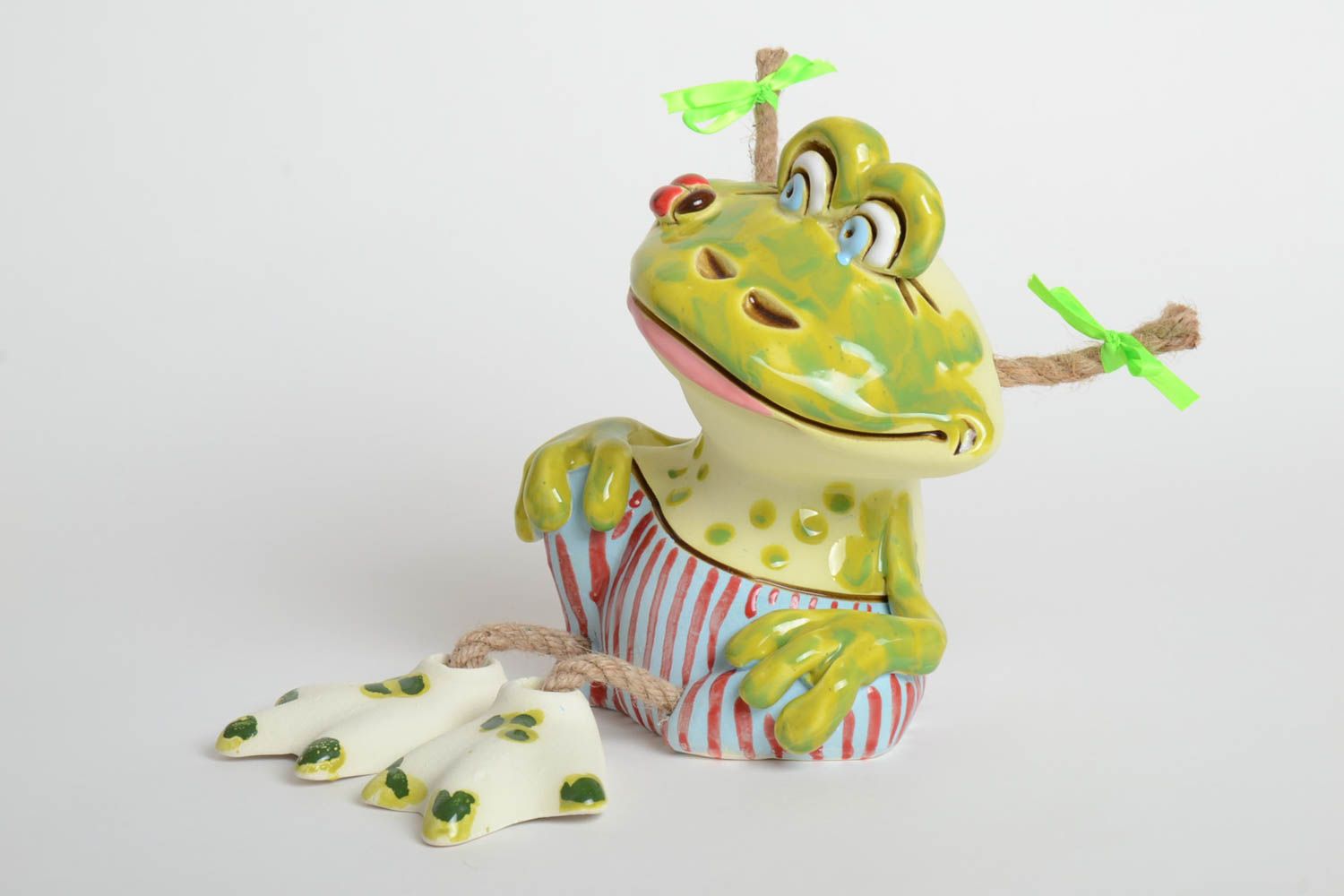 Handgemachte Keramik lustige Spardose Ton Deko Geschenk für Kinder Frosch  foto 2