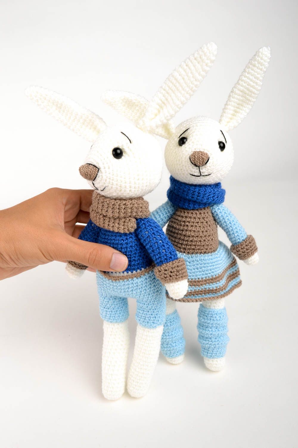 Jouets lapins Peluches faites main Cadeau enfant tricoté original unique design photo 5