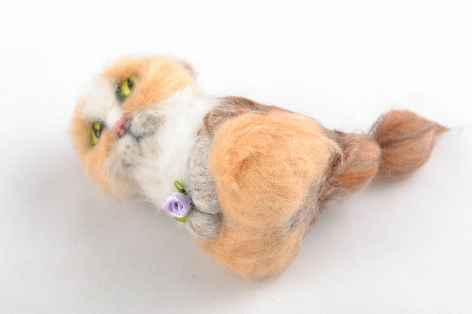Мягкая игрушка из шерсти австралийского мериноса Рыжая кошка фото 3
