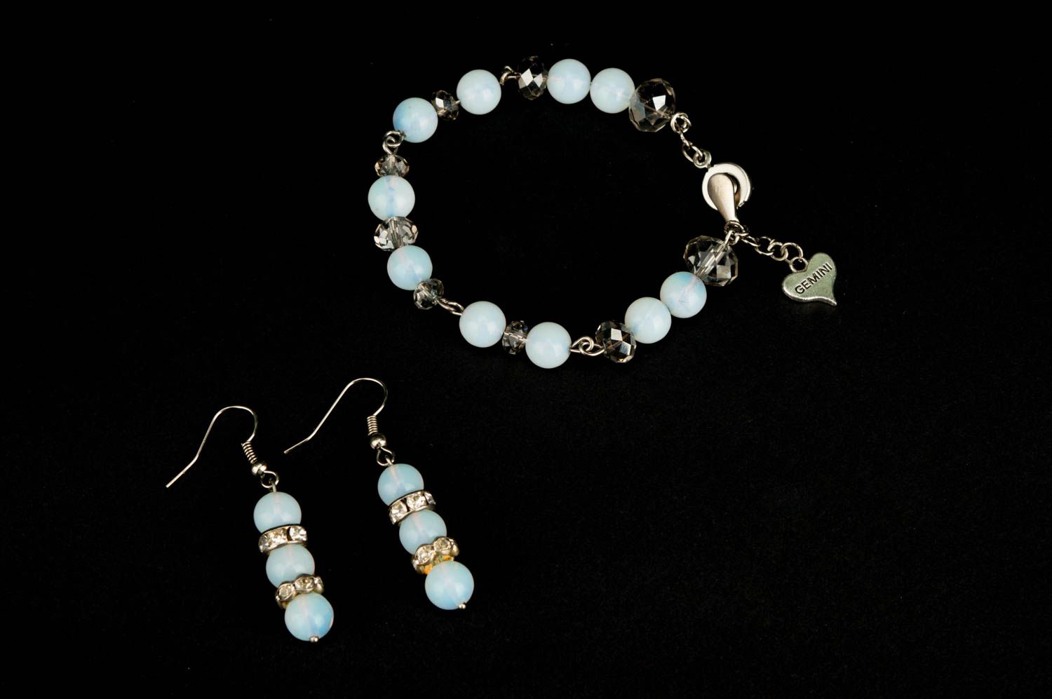 Handmade jewelry set bead bracelet beaded earrings gemstone jewelry gift for her photo 2