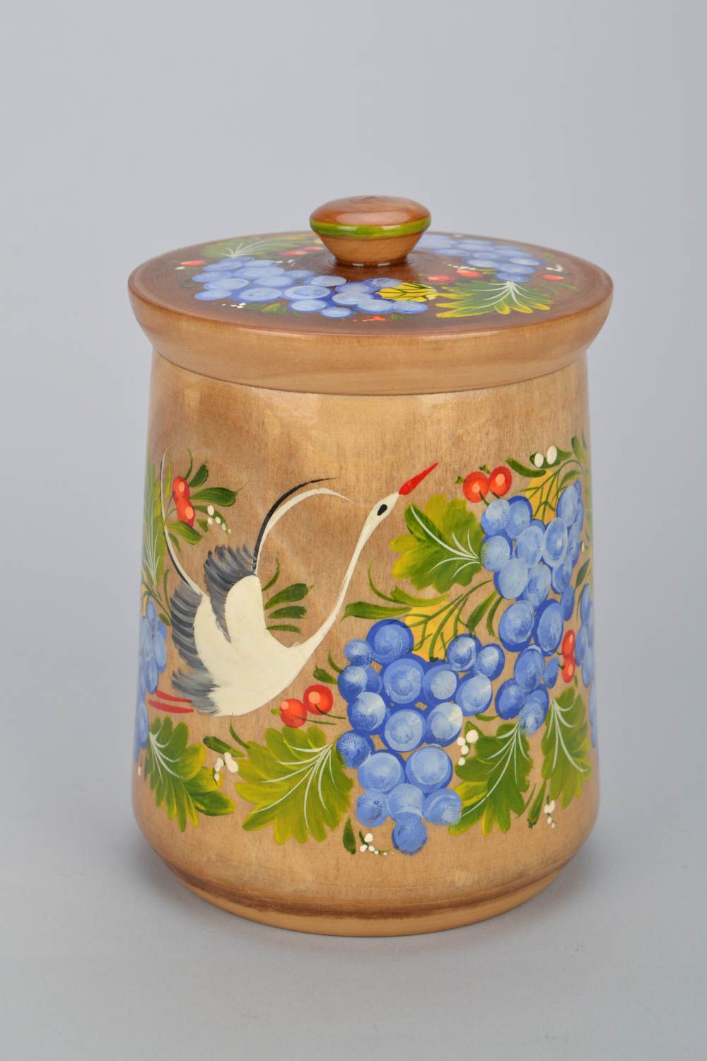 Wooden kitchen container with painting photo 3
