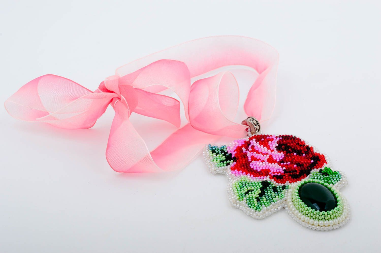 Collier Halskette handmade Halsschmuck für Damen Kette mit Anhänger Rose  foto 2