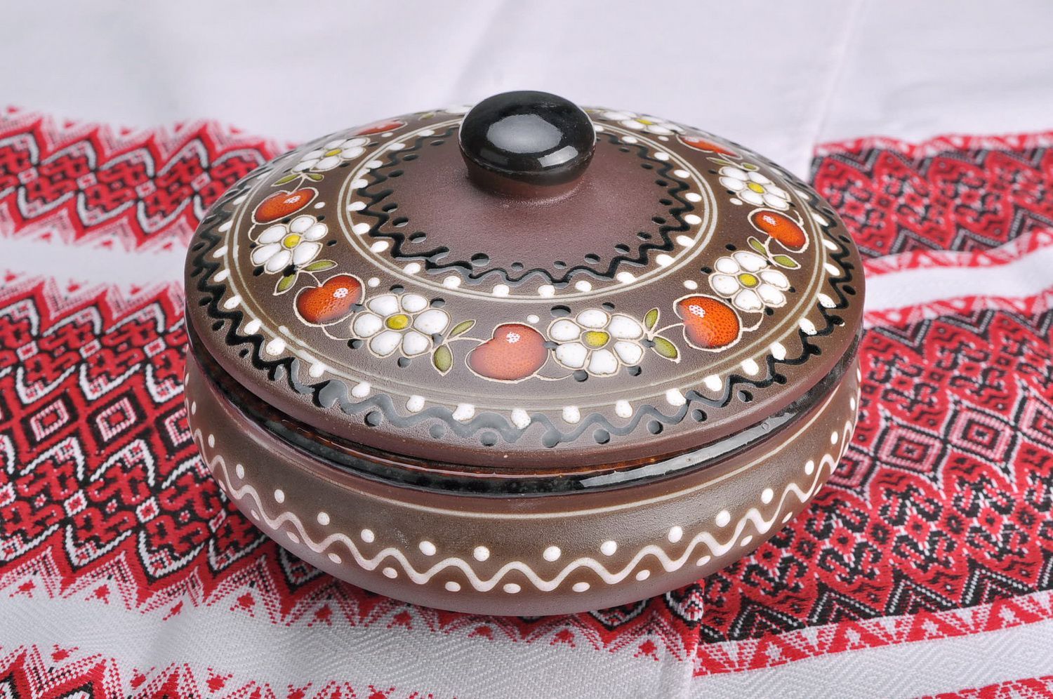Cocotte céramique artisanale à cerises photo 4