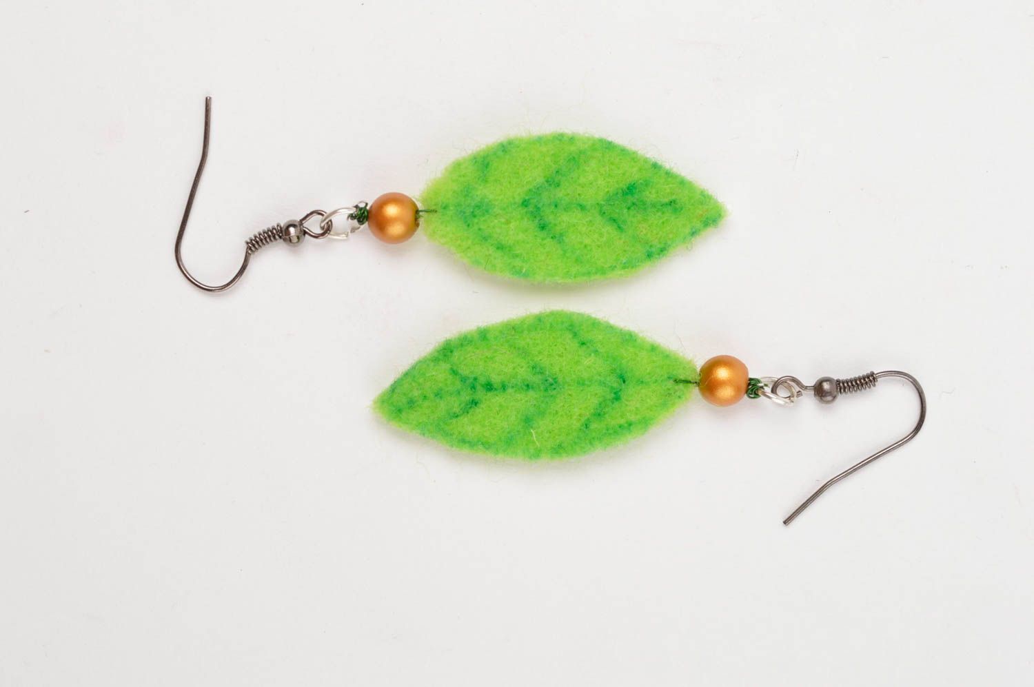 Handmade Ohrringe Blätter gefilzter Schmuck Accessoire für Frauen originell foto 3