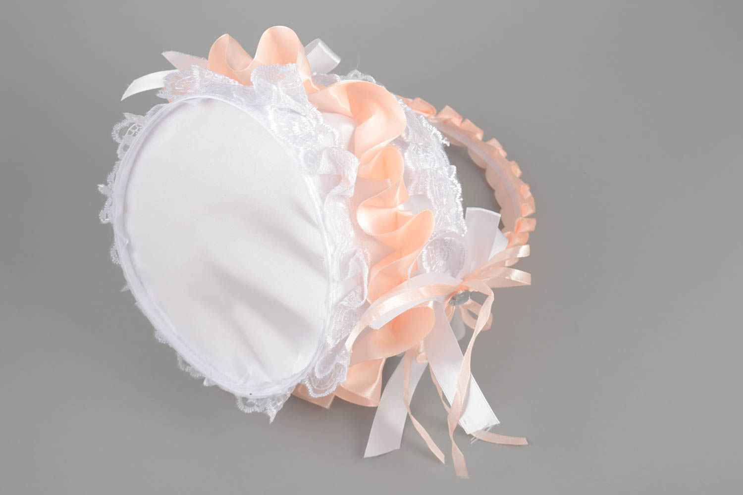 Handmade designer decorative lacy wedding basket for money and flower petals photo 3