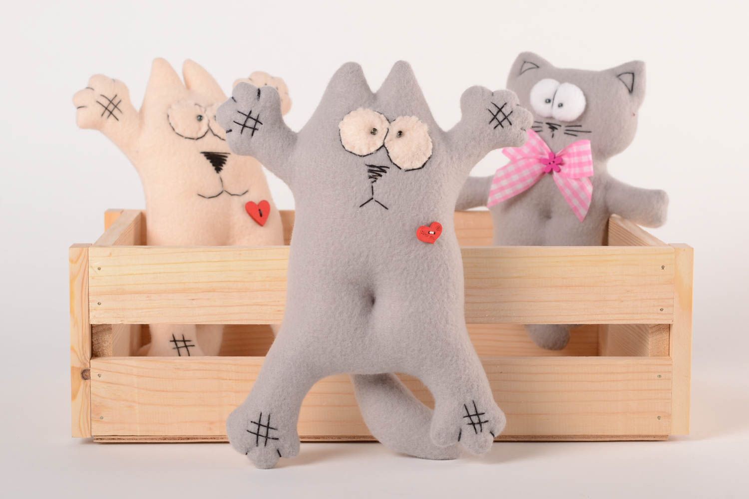Handmade baby toy fleece handmade toy soft toy grey cat toy toy for kids  photo 1