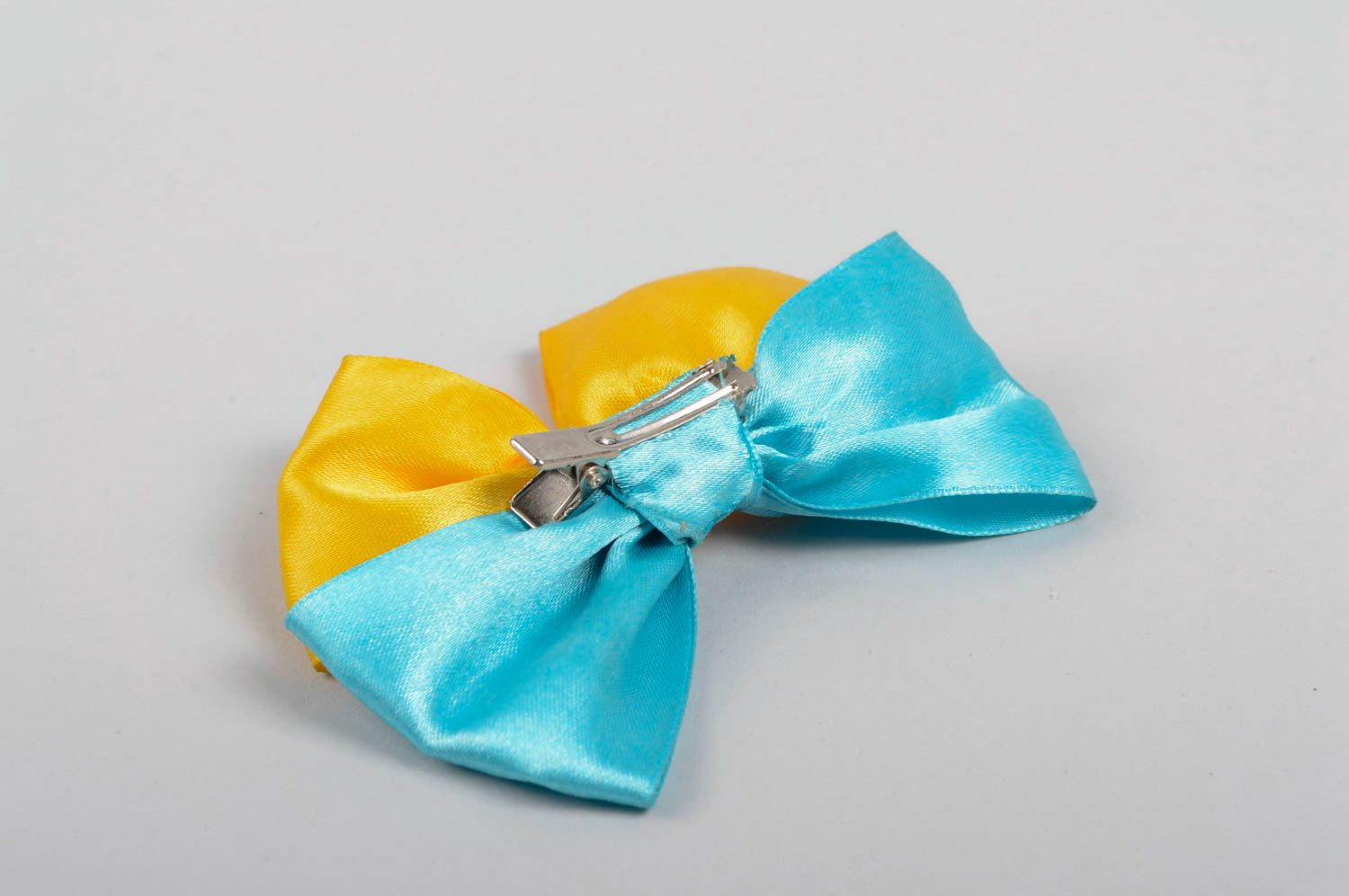 Gelb blaue Haarspange Schleife handmade Designer Schmuck Accessoire für Mädchen foto 4