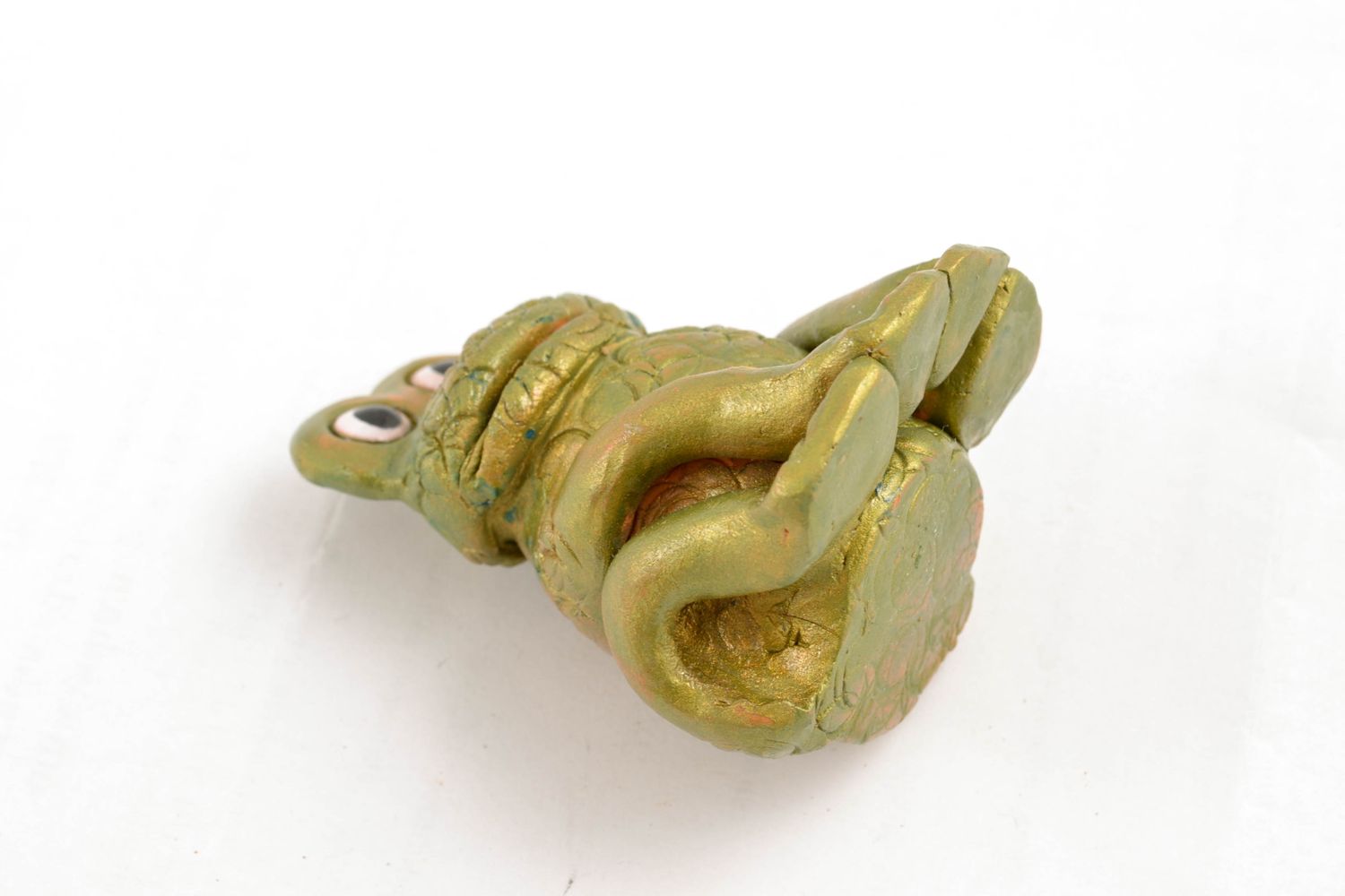 Figurine miniature grenouille en terre cuite faite main photo 4
