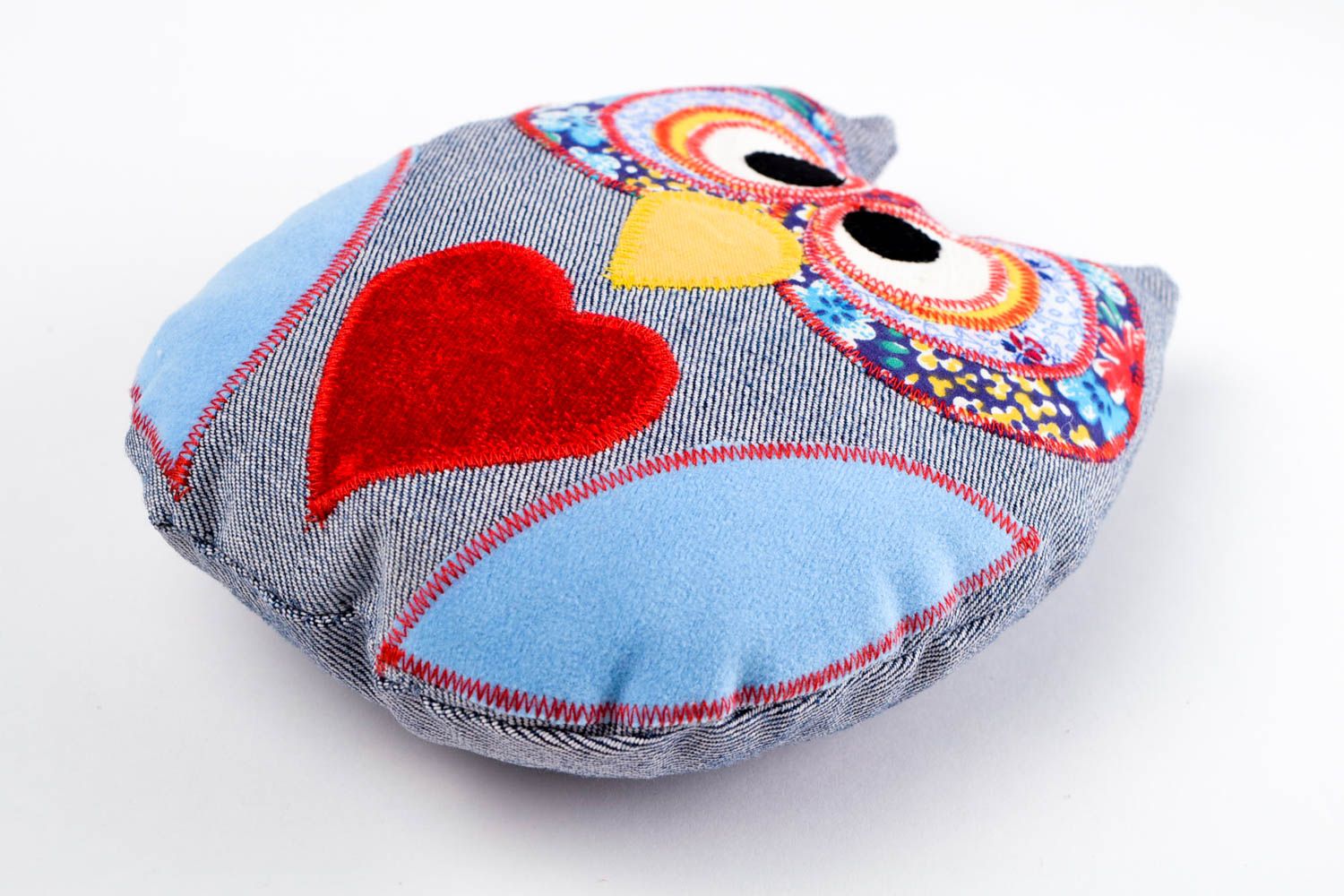 Jouet hibou Peluche faite main en tissus avec coeur Cadeau pour enfant photo 3
