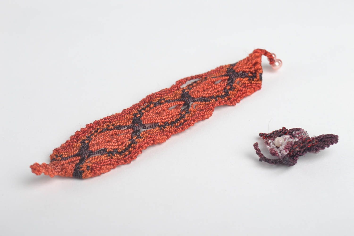 Bracelet fait main Broche textile tressés macramé originaux Cadeau pour femme photo 5