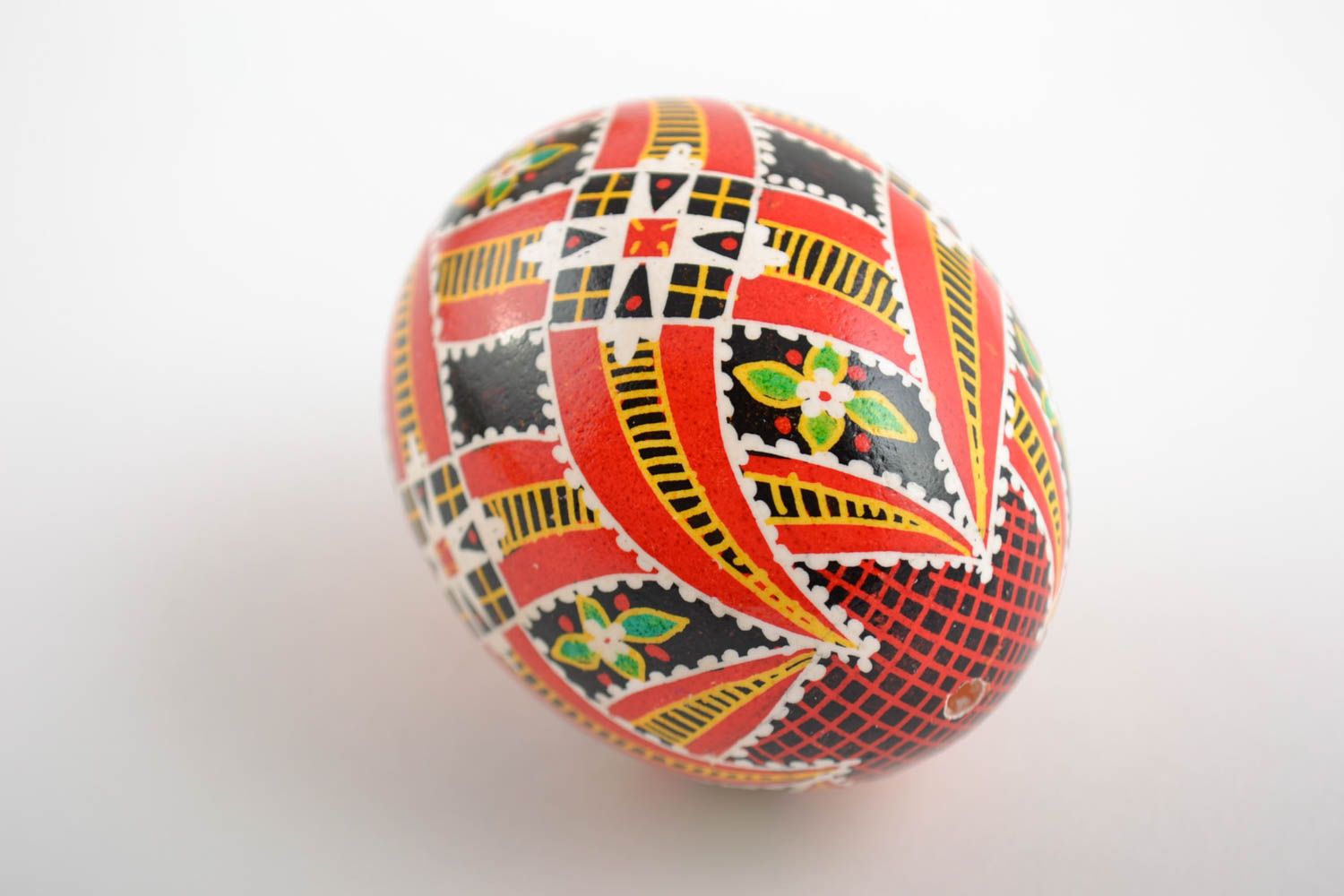 Bright handmade Easter egg painted with acrylics based on hollow chicken egg photo 3