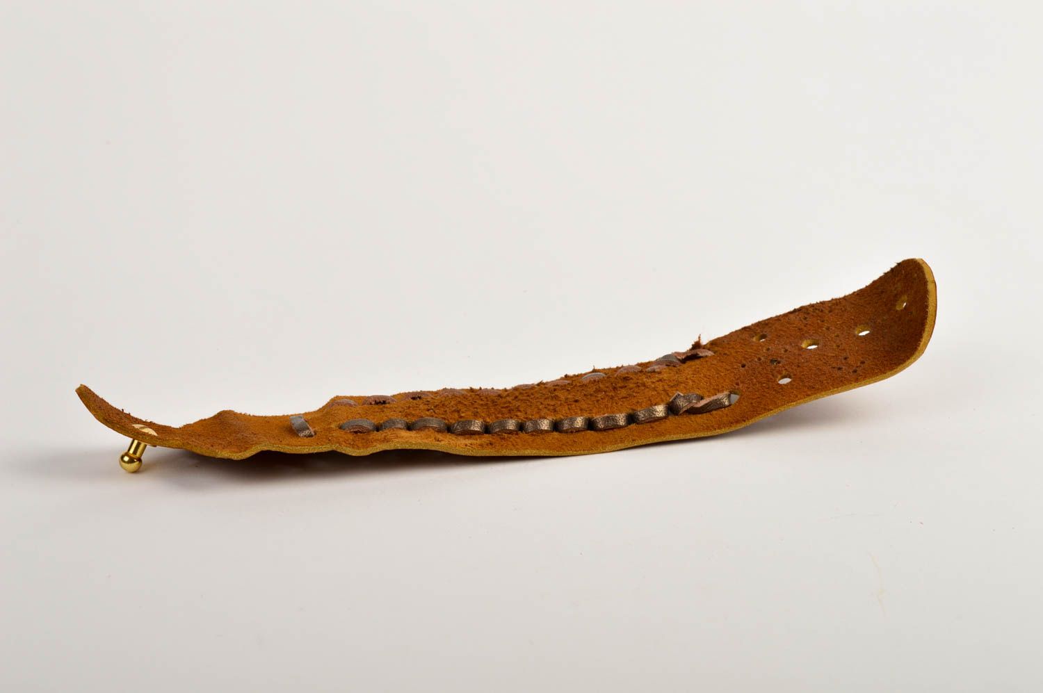 Pulsera de piel artesanal marrón ancha regalo original accesorio para mujer foto 4