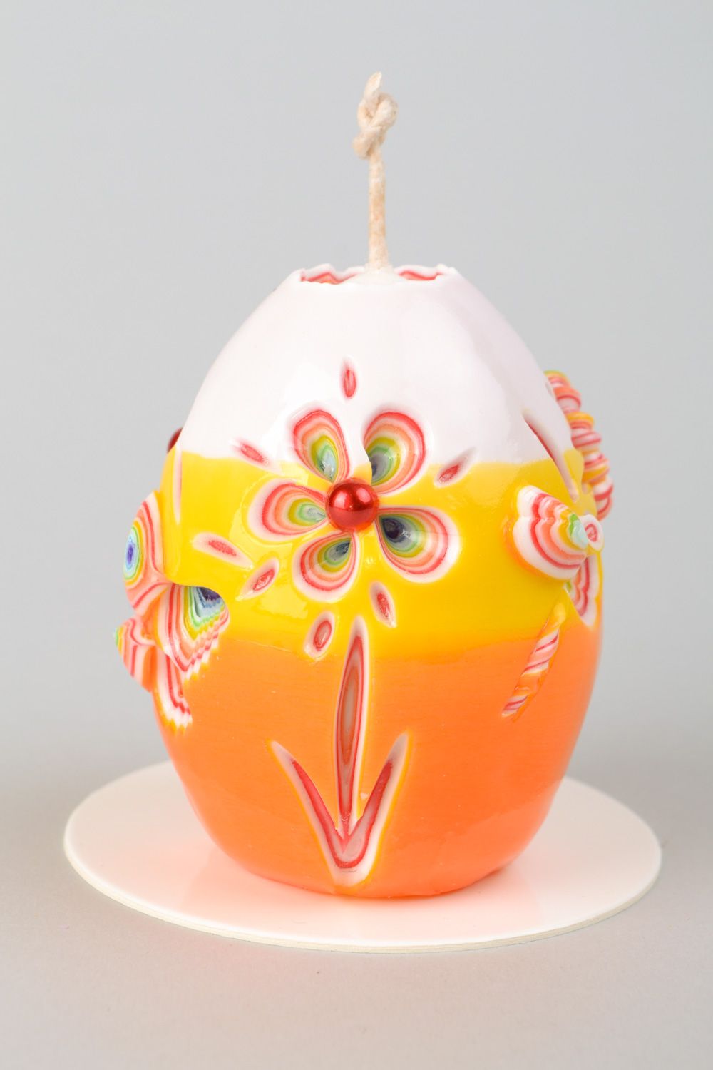 Парафиновая свеча в форме яйца пасхальный подарок фото 4