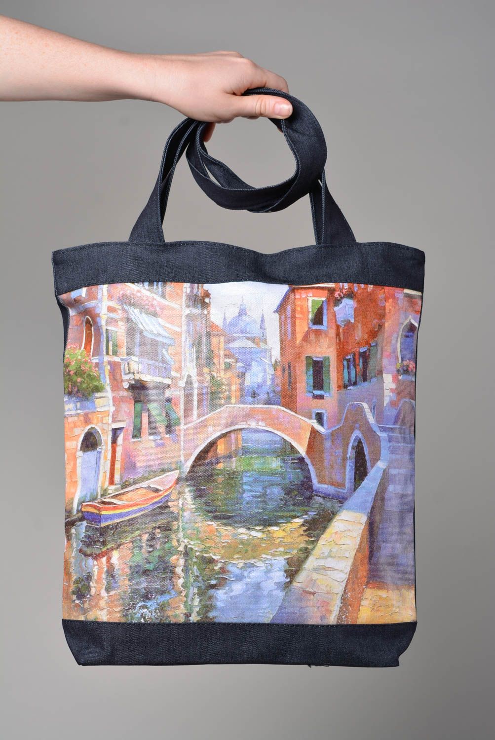 Beautiful handmade denim fabric bag shoulder bag fashion accessories for girls photo 4
