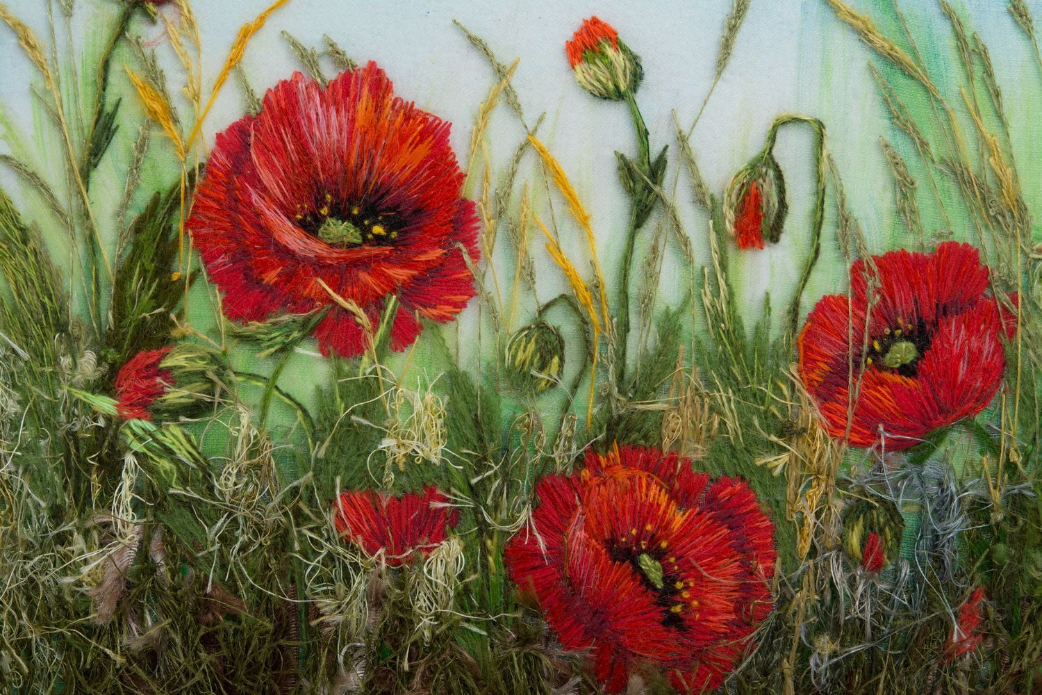 Embroidered picture Poppy Field photo 3