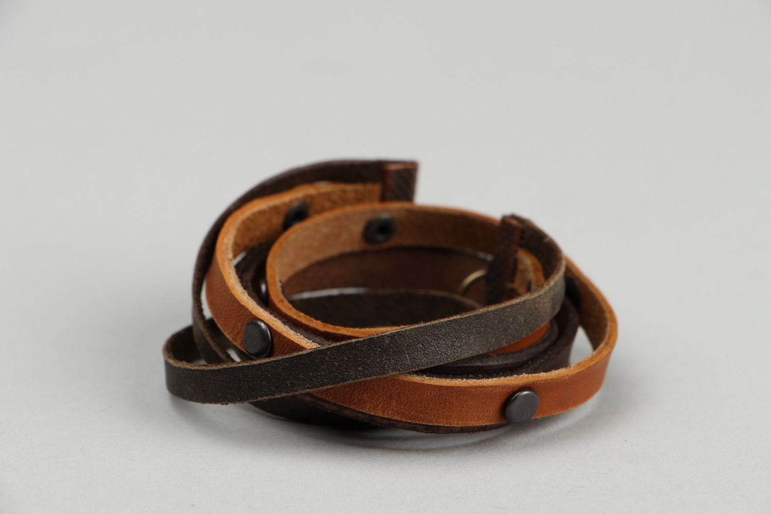 Brown leather bracelet photo 3