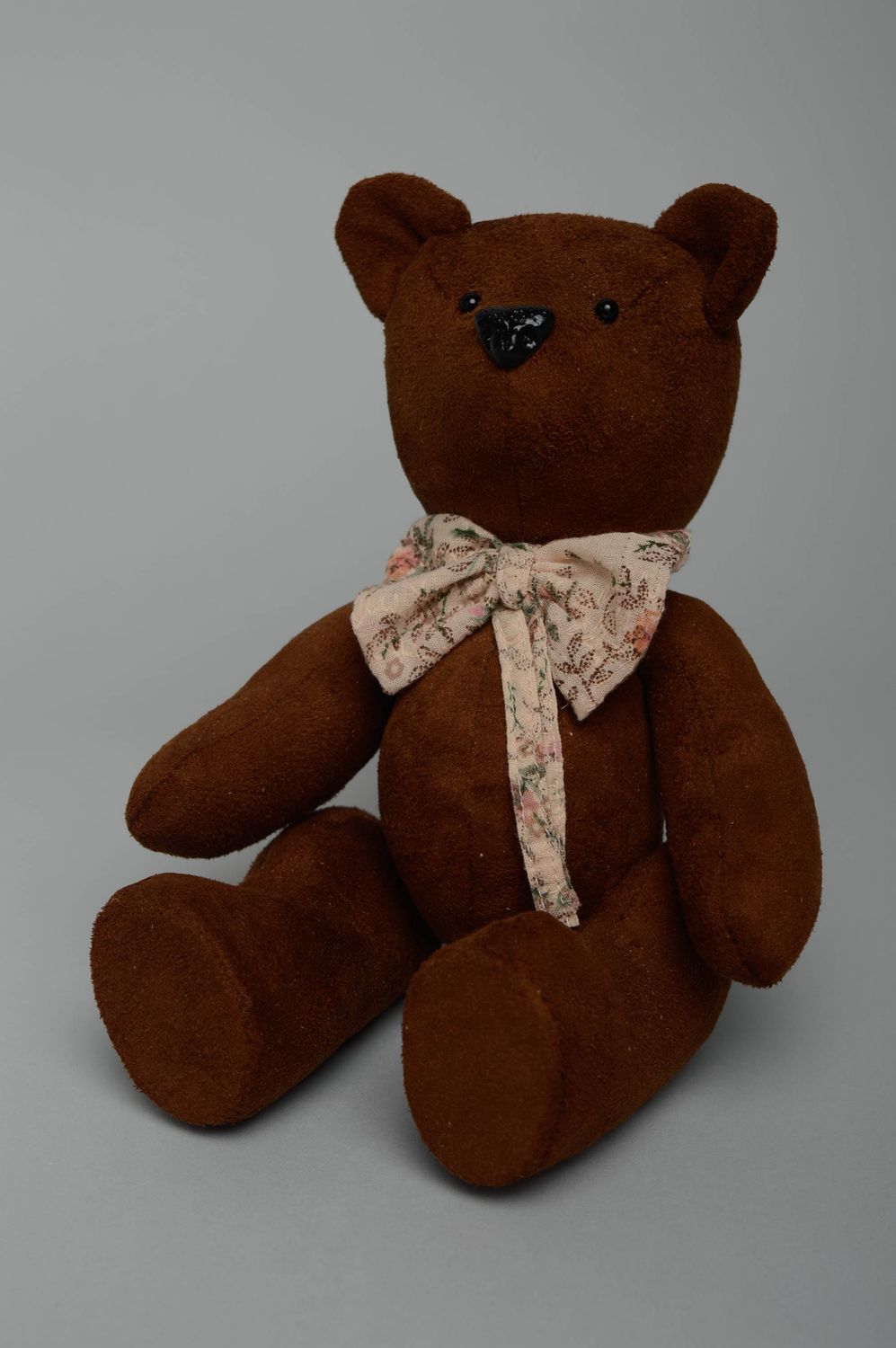Мягкая текстильная игрушка медведь коричневый фото 1