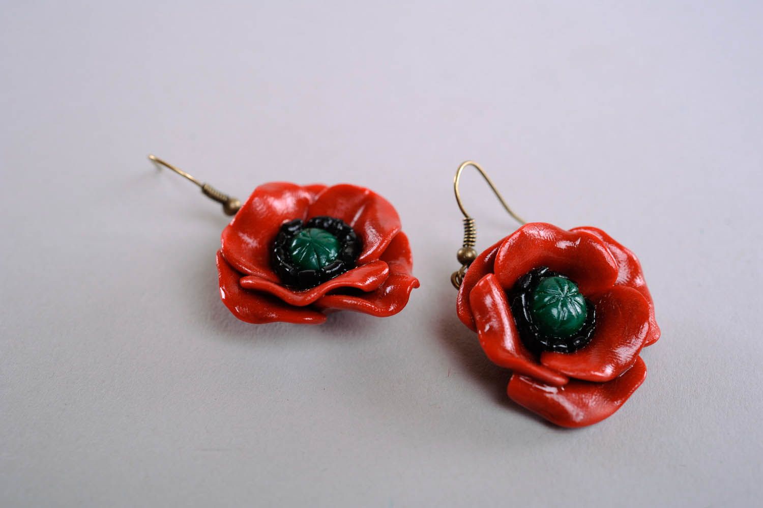 Earrings made ​​of polymer clay Poppies photo 2