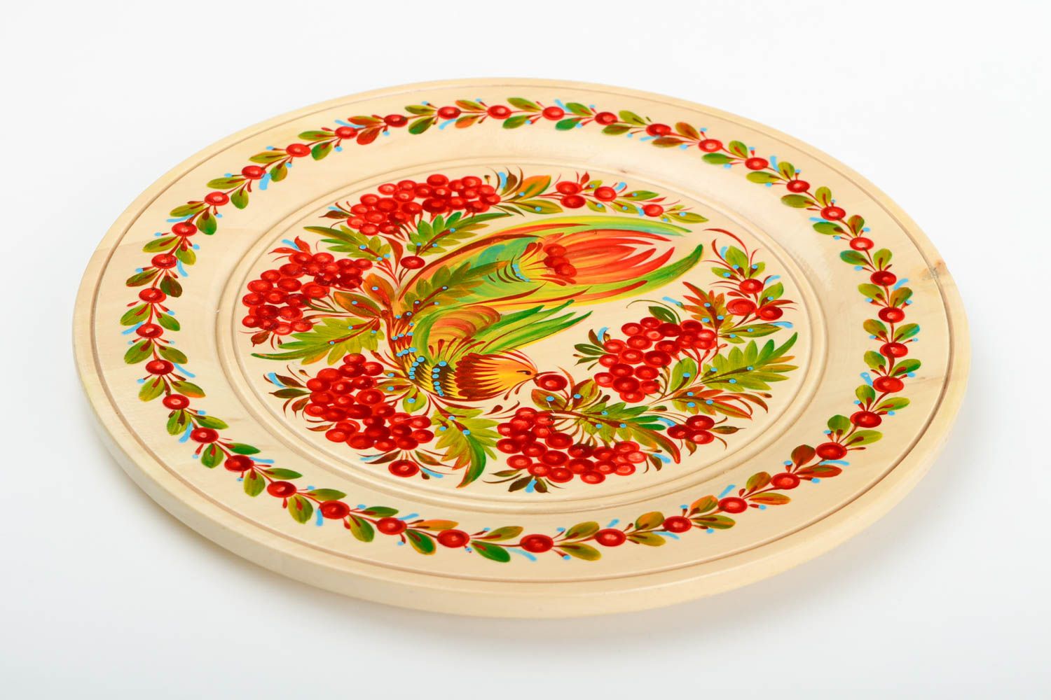 Подарочная тарелка с росписью ручной работы деревянная посуда декор для дома фото 3