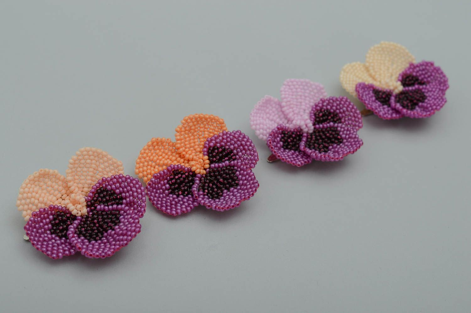 Handmade bead accessories designer barrette seed beads jewelry flower hair clip photo 2