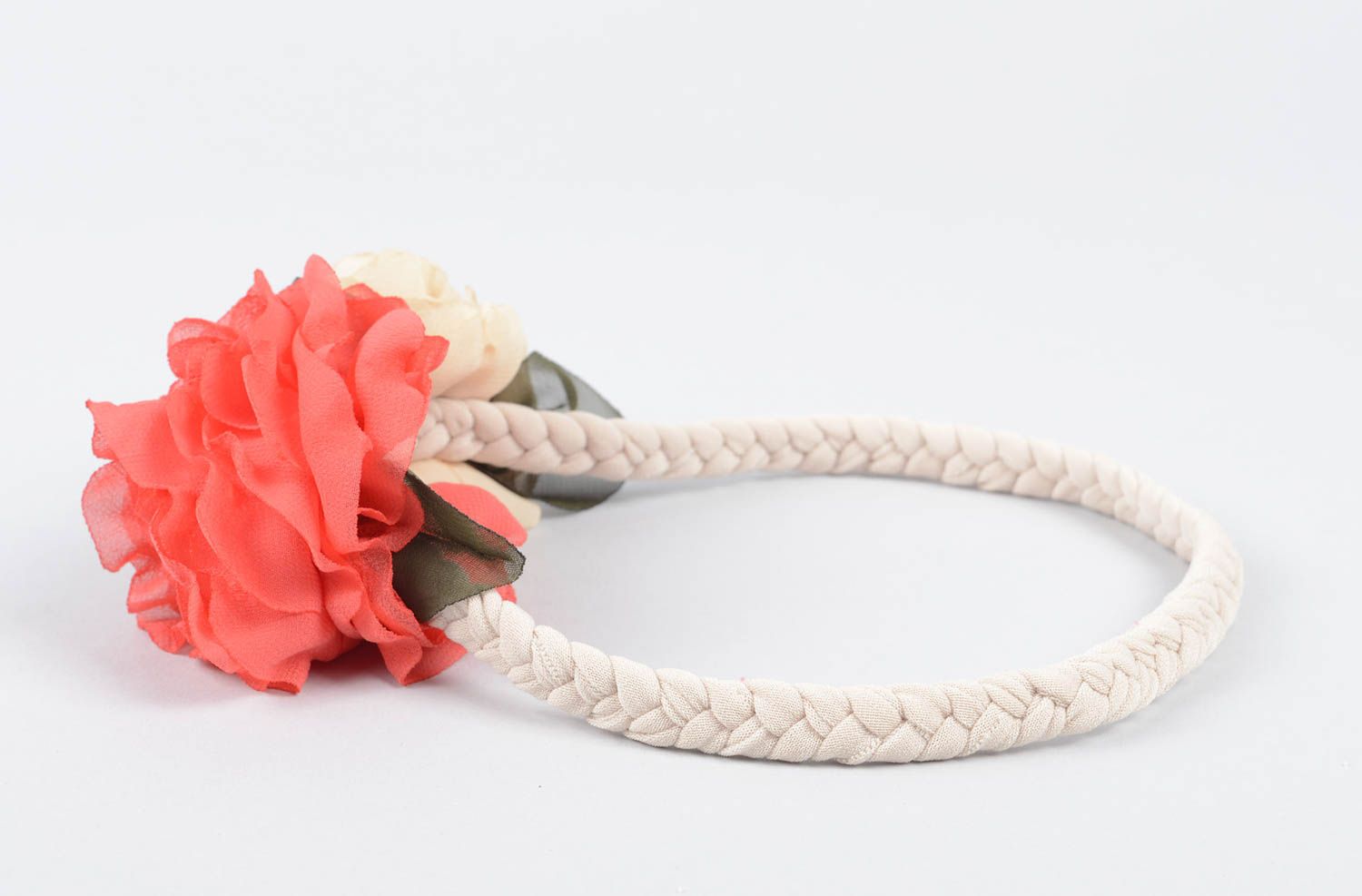 Handgemacht Haarband mit Blume Designer Schmuck Haar Accessoire zweifarbig foto 3