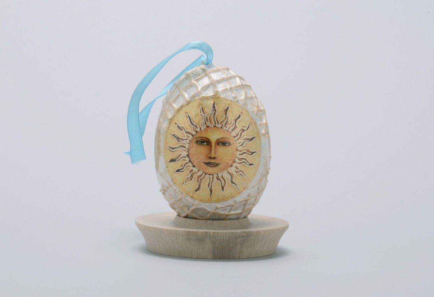 Suspension faite main en forme d'œuf Mandala de l'argent photo 3